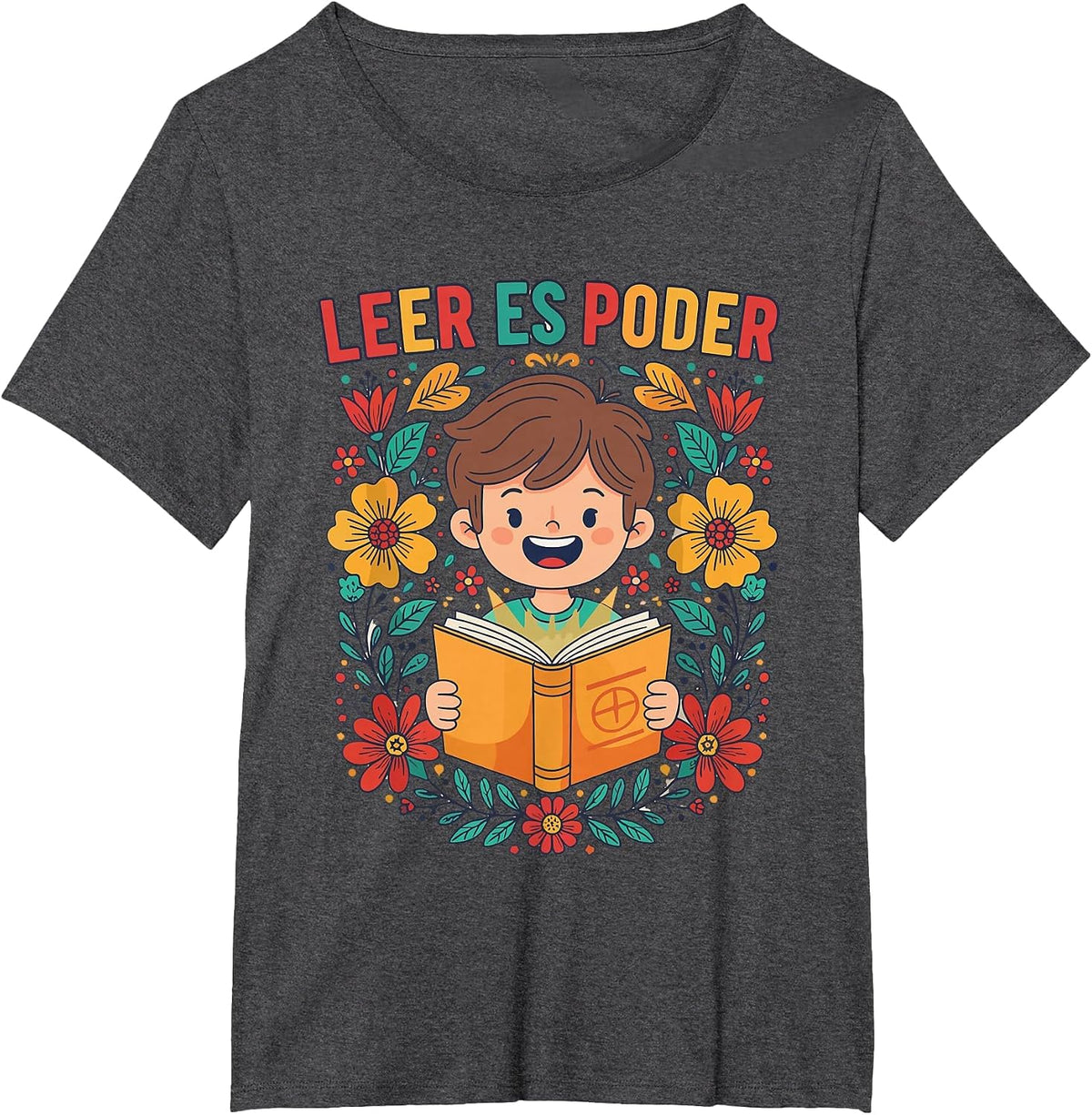 Funny Spanish Teacher Librarian Appreciation Leer ES Poder T-Shirt - Dark Heather Grey