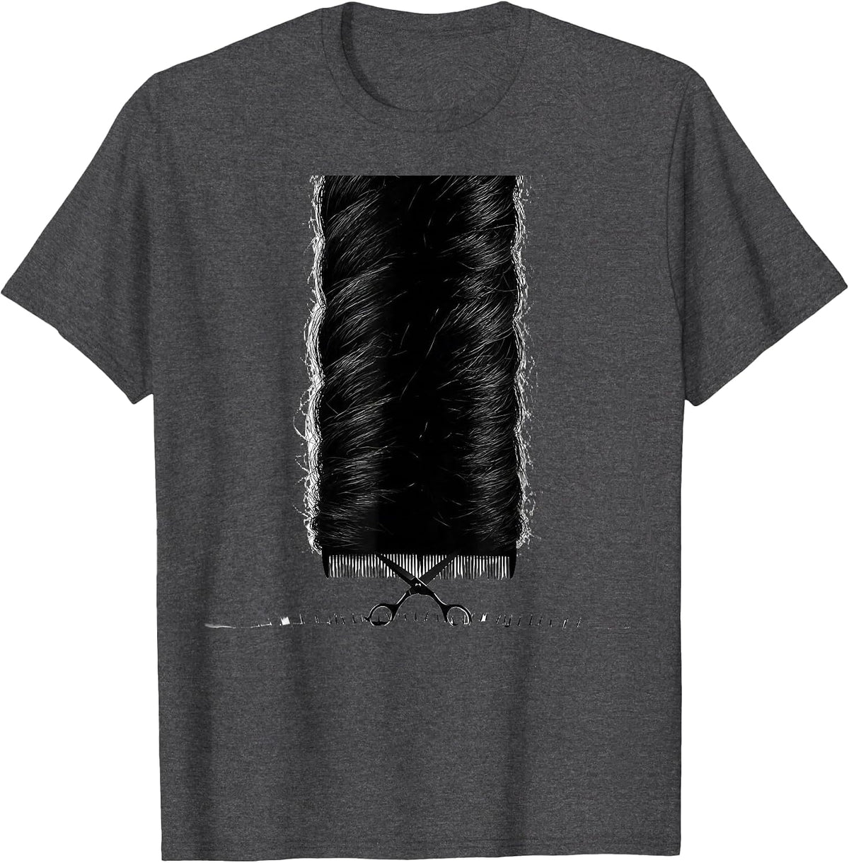 Scissors Cutting Hair Solid Silhouette Hairdresser Humor T-Shirt - Dark Heather Grey
