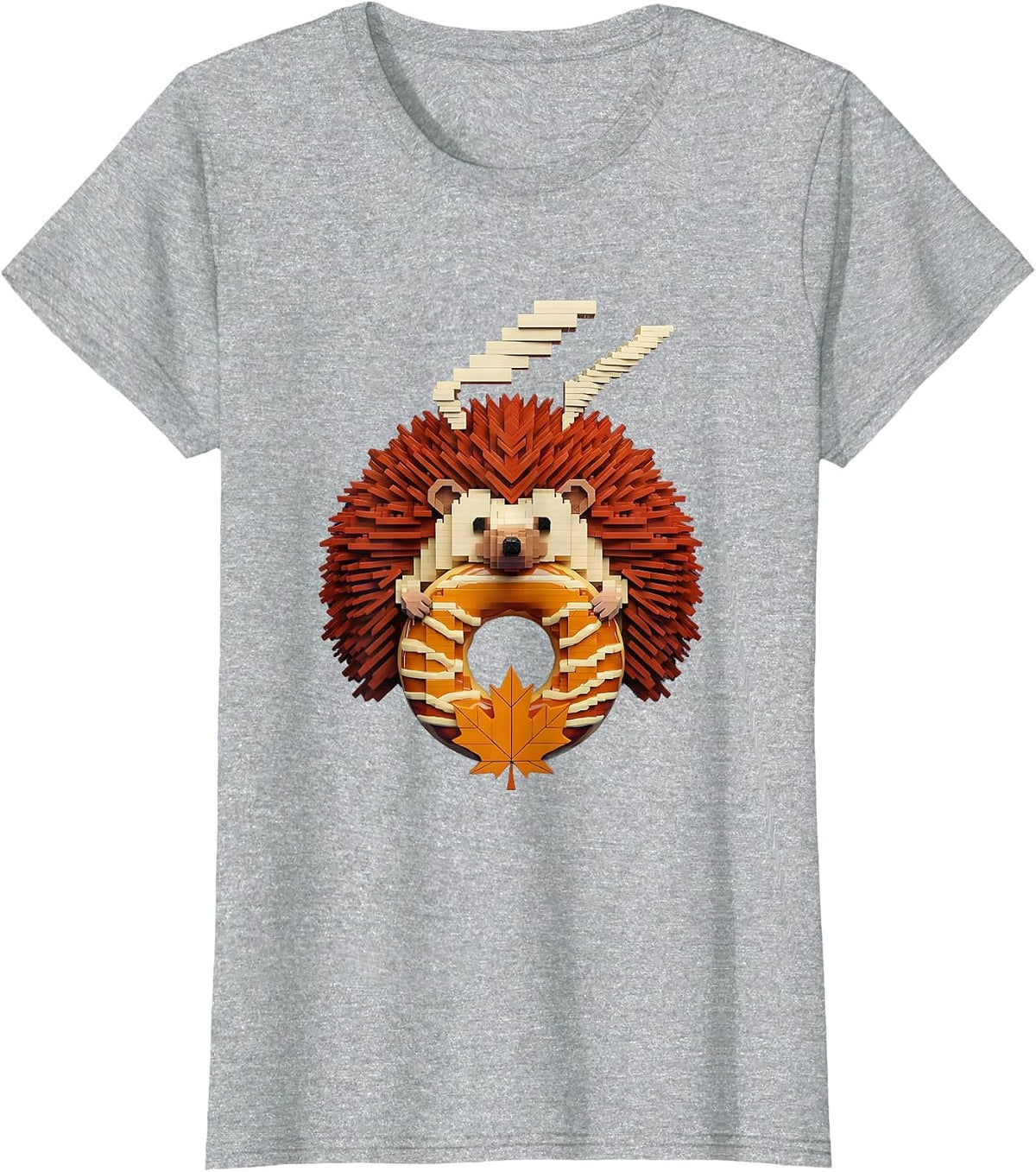 Cute Hedgehog Apple Cider Doughnut Fall Cozy Seasonal Humor T-Shirt - Heather Grey