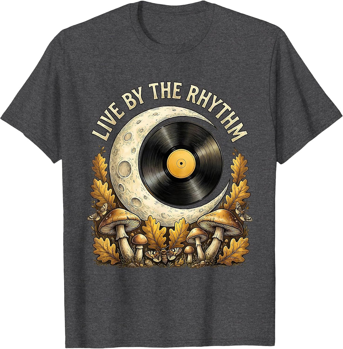 Live by the Rhythm Hip Hop Graphic Design T-Shirt - Dark Heather Grey