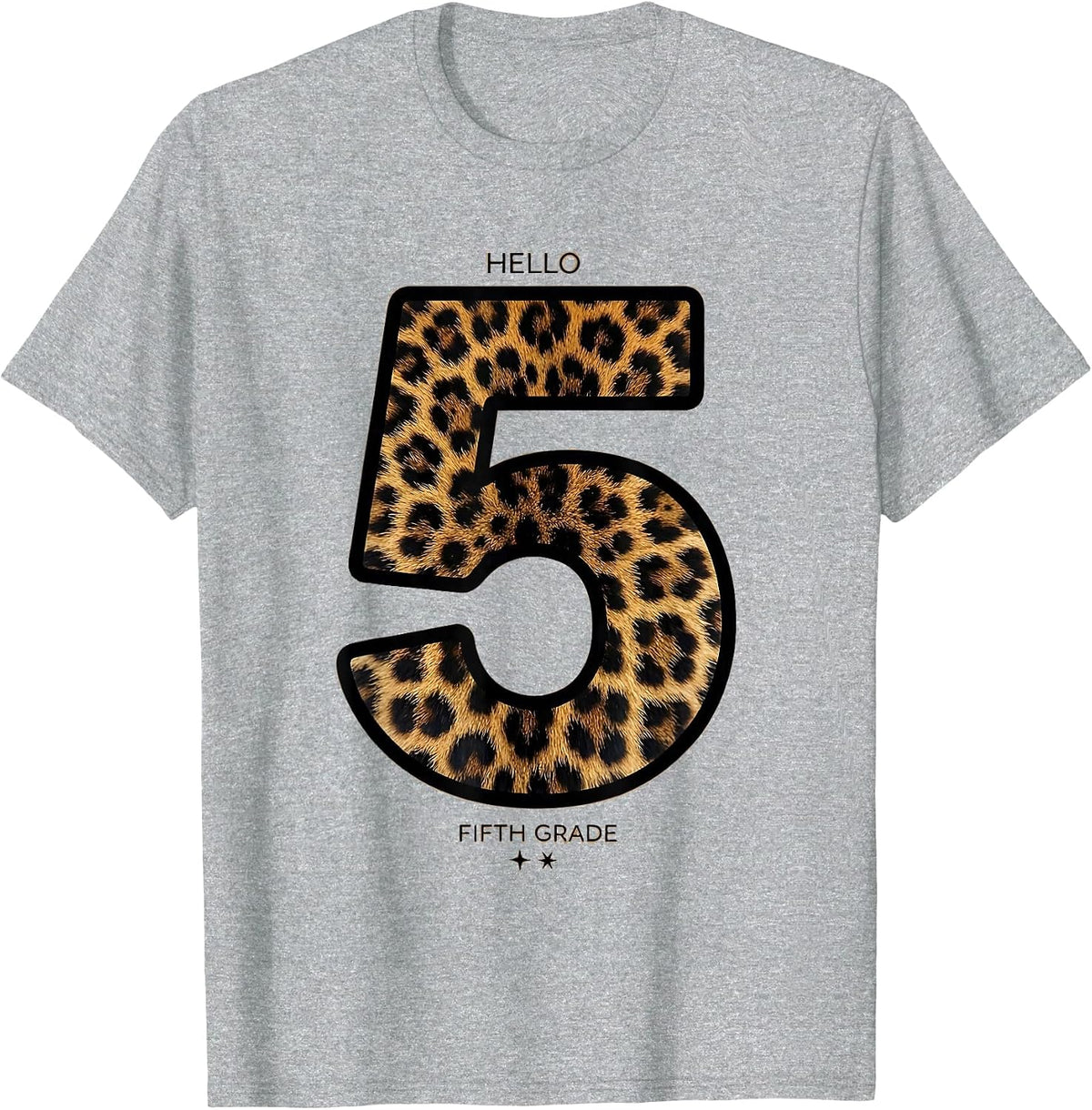 Men's Hello Fifth Grade Leopard Teacher Student Back To School T-Shirt - Heather Grey