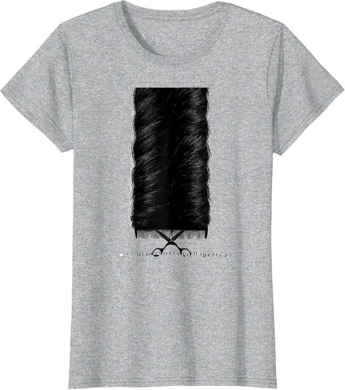 Scissors Cutting Hair Solid Silhouette Hairdresser Humor T-Shirt - Heather Grey