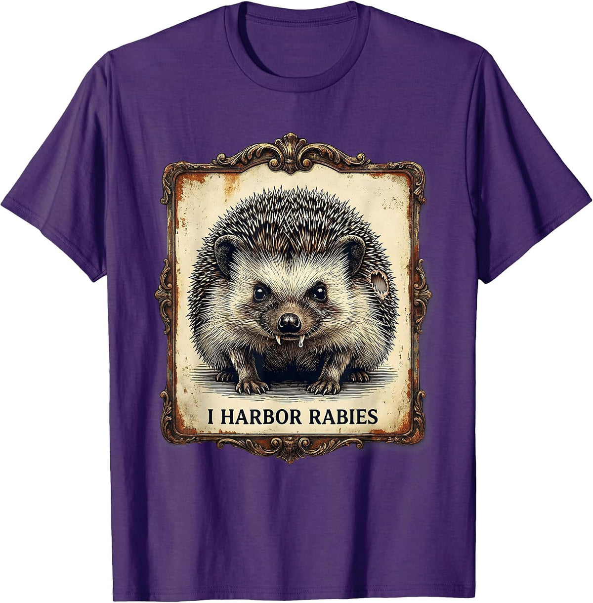 Men's I Harbor Rabies Vintage Funny Novelty Humor T-Shirt - Purple