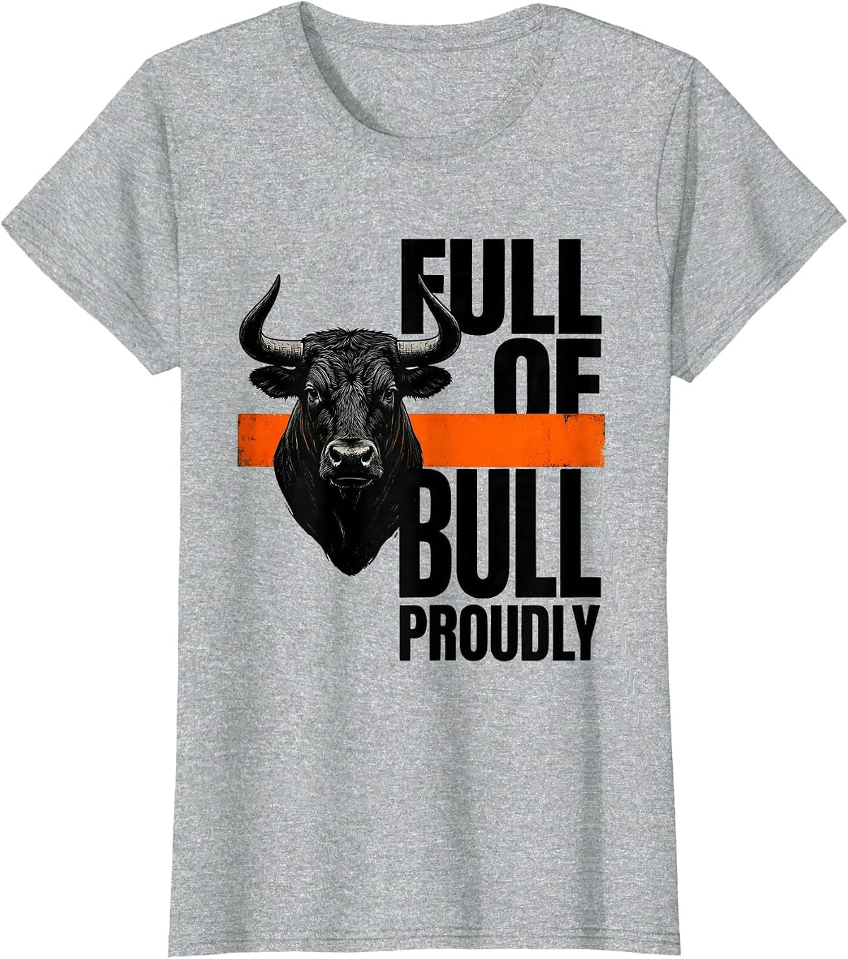 Women's Full Of Bull, Proudly Vintage Western Cowgirl Retro Rodeo T-Shirt - Heather Grey