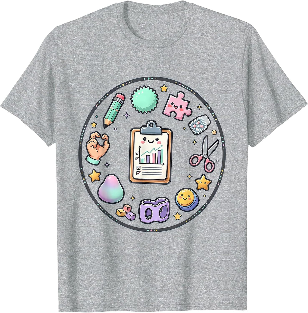 Men's Occupational Therapist Clipboard Checkmark Chart T-Shirt - Heather Grey