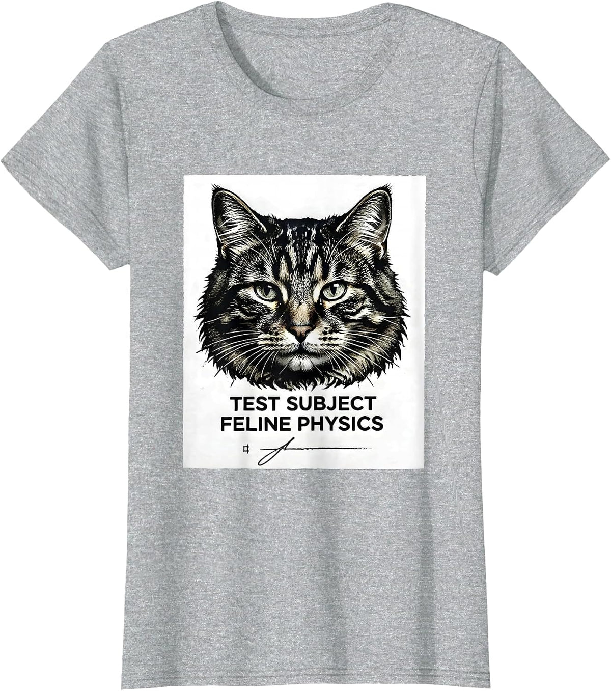 Women's Test Subject Feline Physics Funny Cat Science Math Teacher T-Shirt - Heather Grey