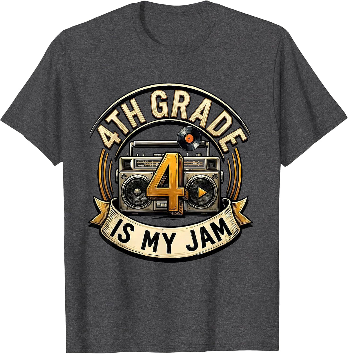 4th Grade Is My Jam Retro Teacher Student Back to School T-Shirt - Dark Heather Grey