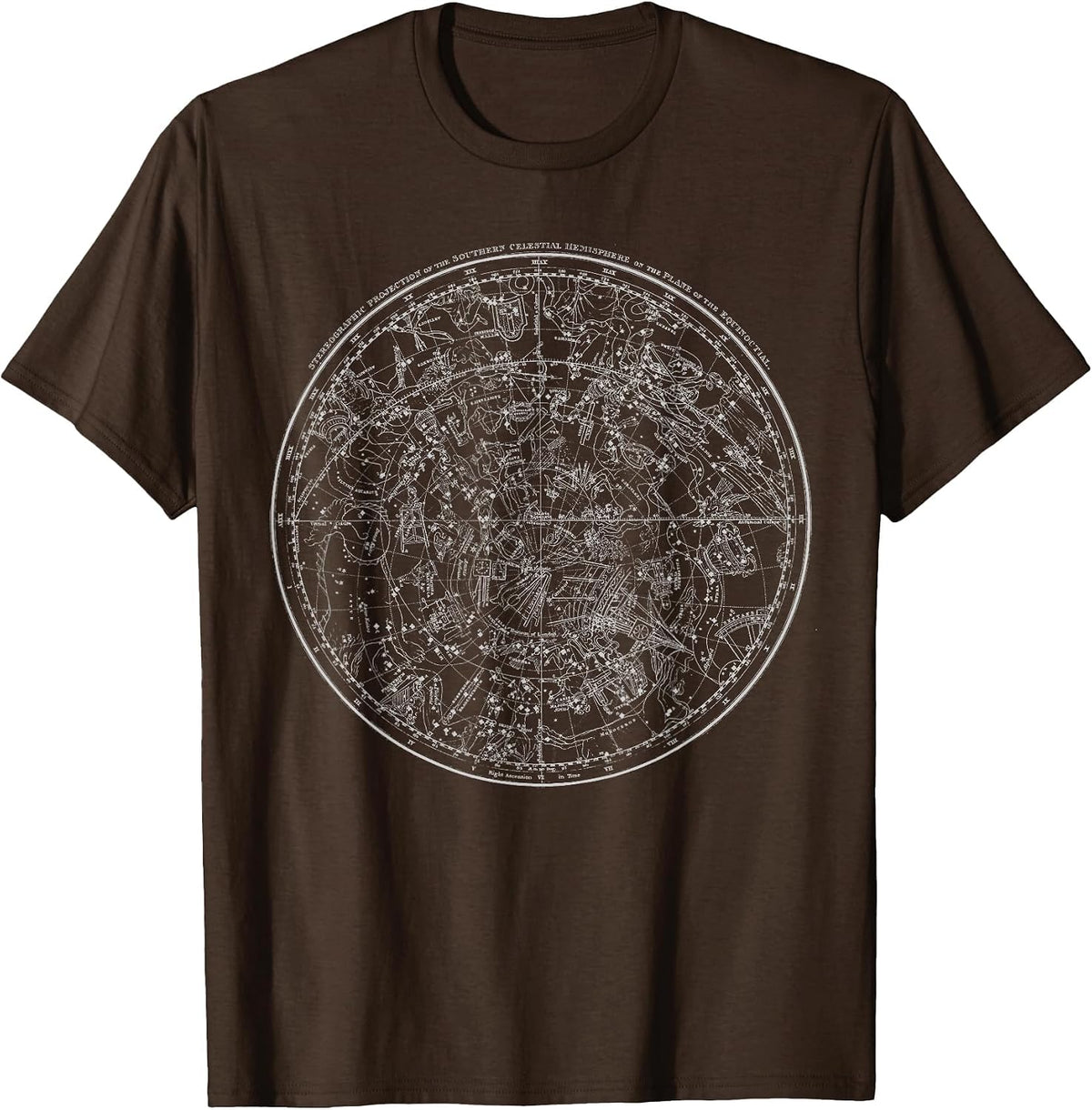 Astronomy - Stars - Constellations - Vintage Map T-Shirt - Brown