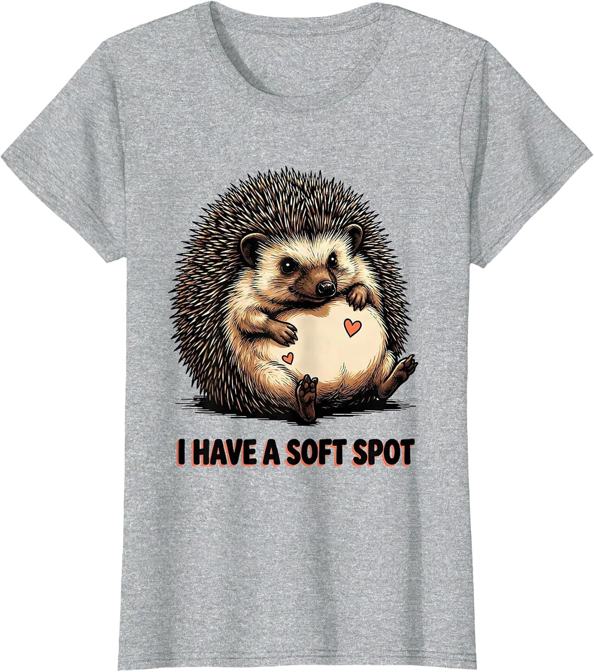 I Have A Soft Spot Cute Cartoon Hedgehog Lover Humor T-Shirt - Heather Grey