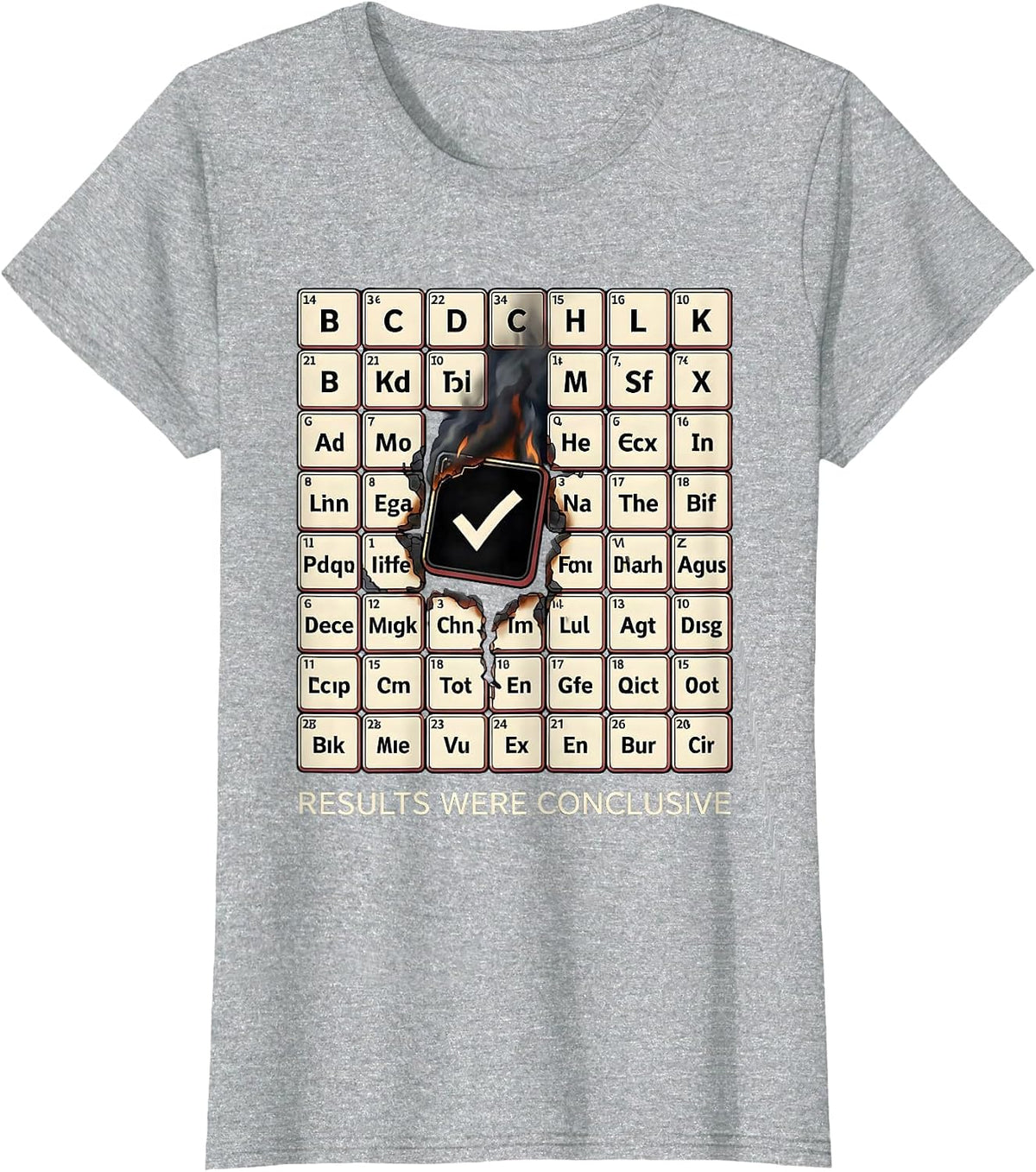 Results Were Conclusive Funny Periodic Table Chemistry T-Shirt - Heather Grey