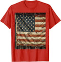 Men's Patriotic Alligator Flag Hide Red White Blue T-Shirt - Red