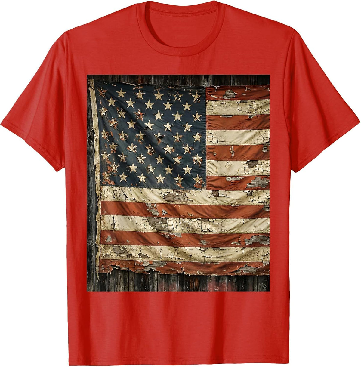 Men's Patriotic Alligator Flag Hide Red White Blue T-Shirt - Red