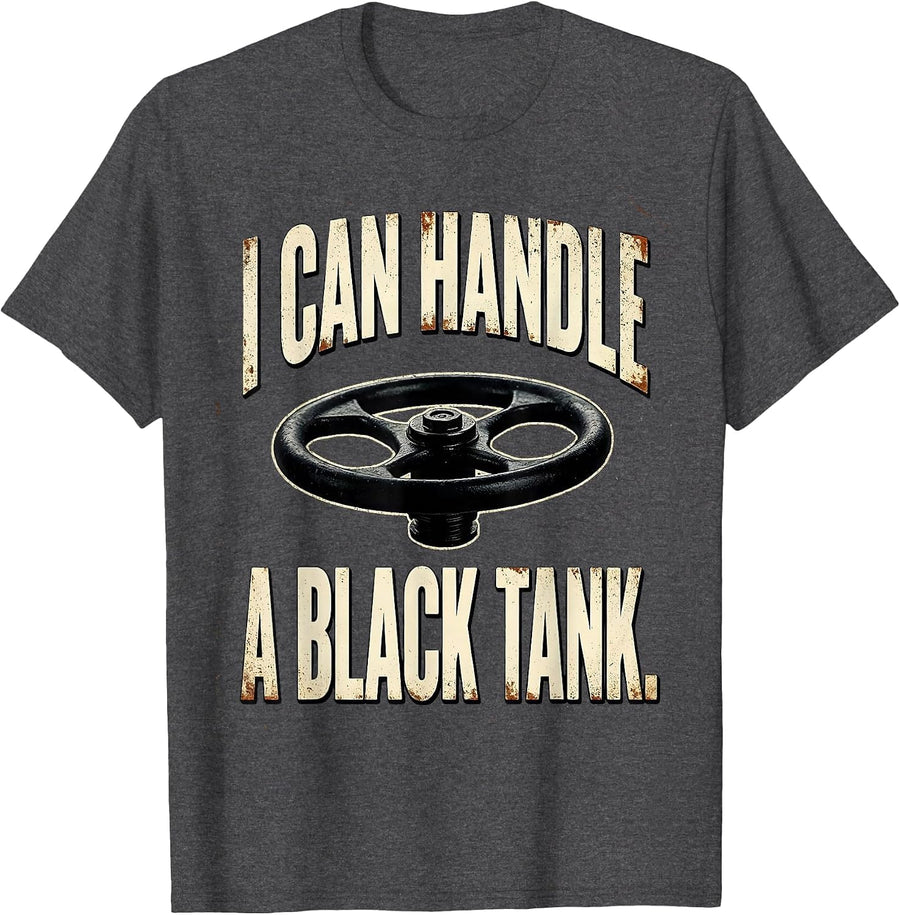 Men's I Can Handle A Black Tank Distressed Funny RV Owner Camping T-Shirt - Dark Heather Grey