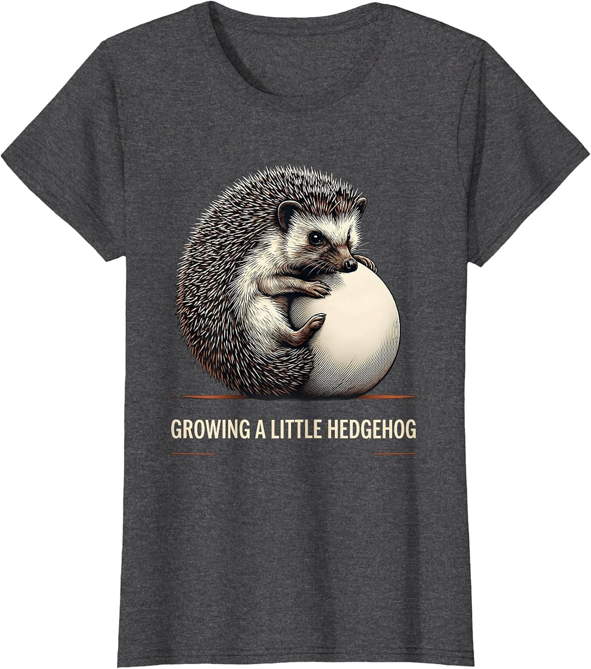Women's Growing A Little Hedgehog Funny Pregnancy Announcement Mom T-Shirt - Dark Heather Grey