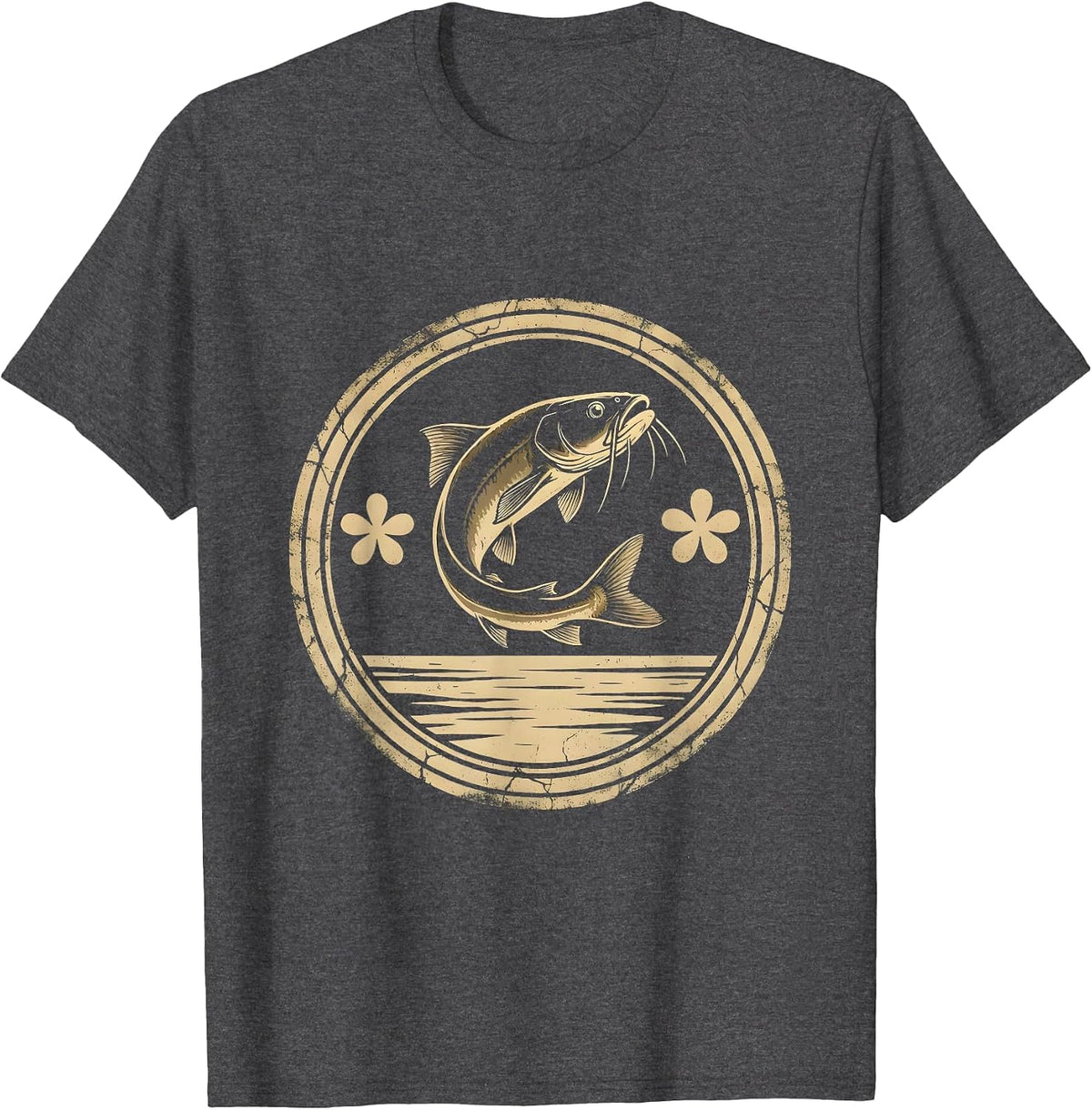 Men's Texas Catfish Leaping at Dusk Illustration T-Shirt - Dark Heather Grey