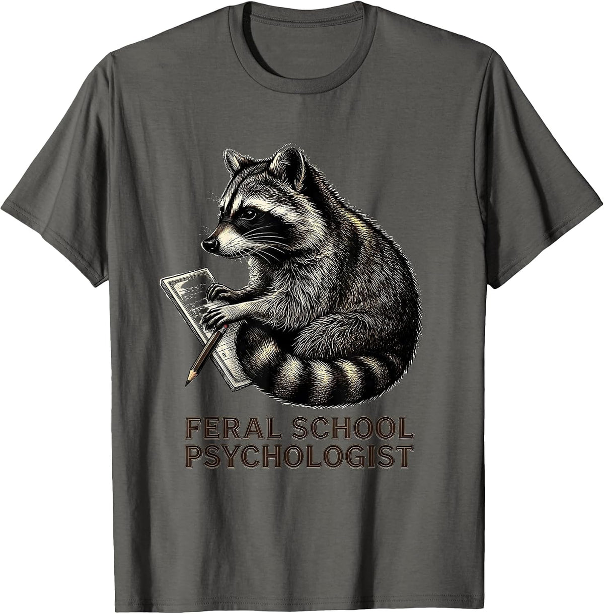Men's Feral School Psychologist Funny Teacher Back To School T-Shirt - Asphalt Grey