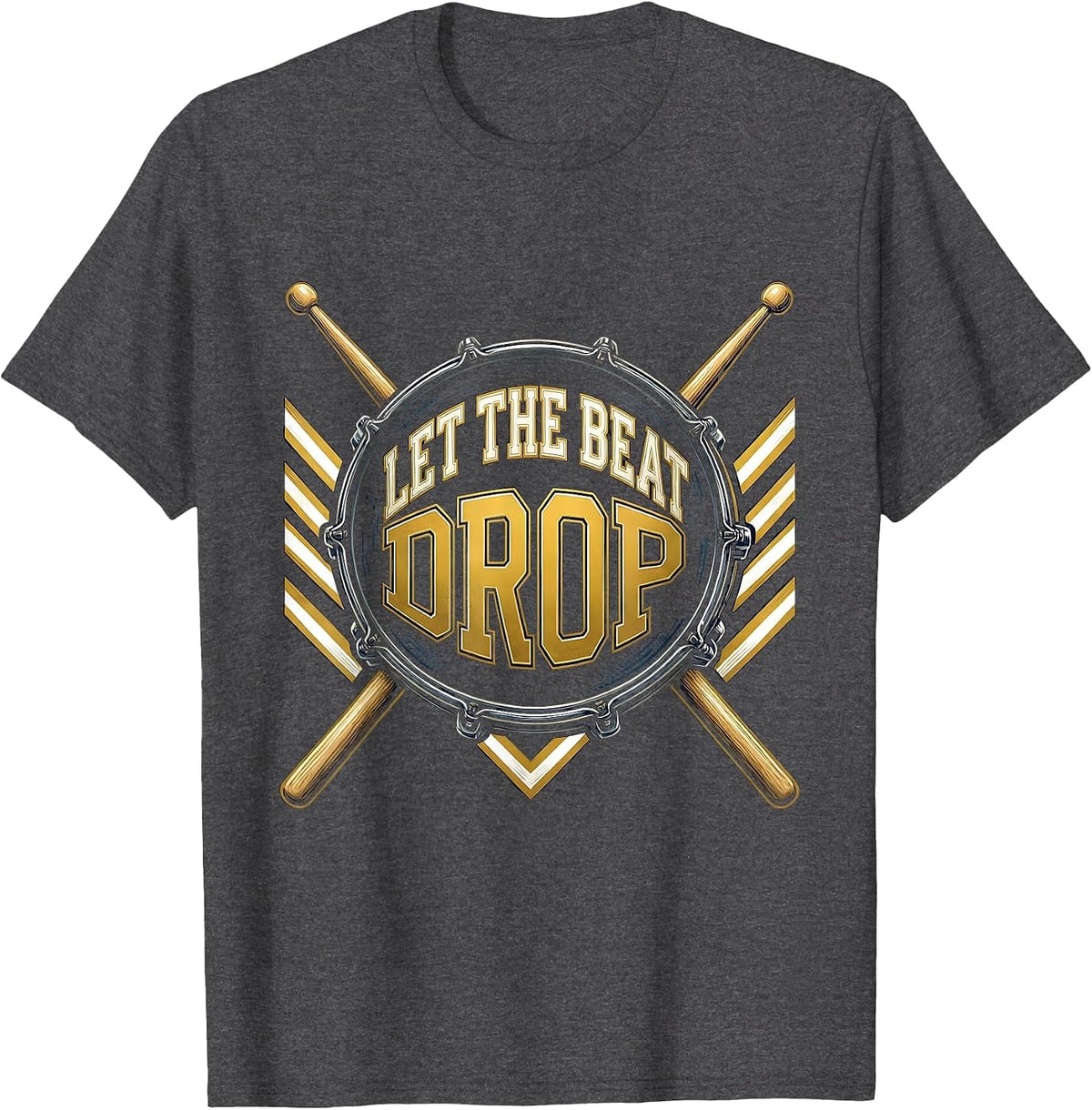 Men's Let the Beat Drop Hip Hop Music Design T-Shirt - Dark Heather Grey