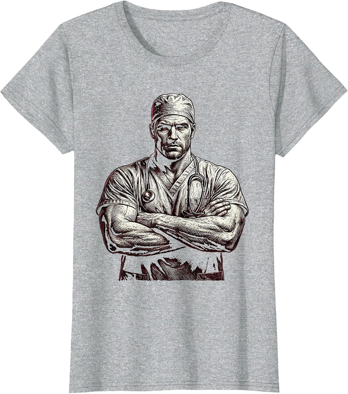 Trauma Surgeon Confident Pose Emergency Dept T-Shirt - Heather Grey