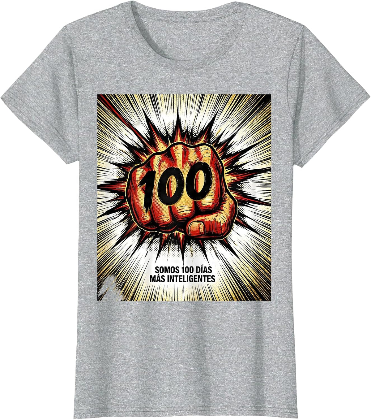 Women's Somos 100 Días Más Inteligentes Comic Book Spanish Teacher T-Shirt - Heather Grey