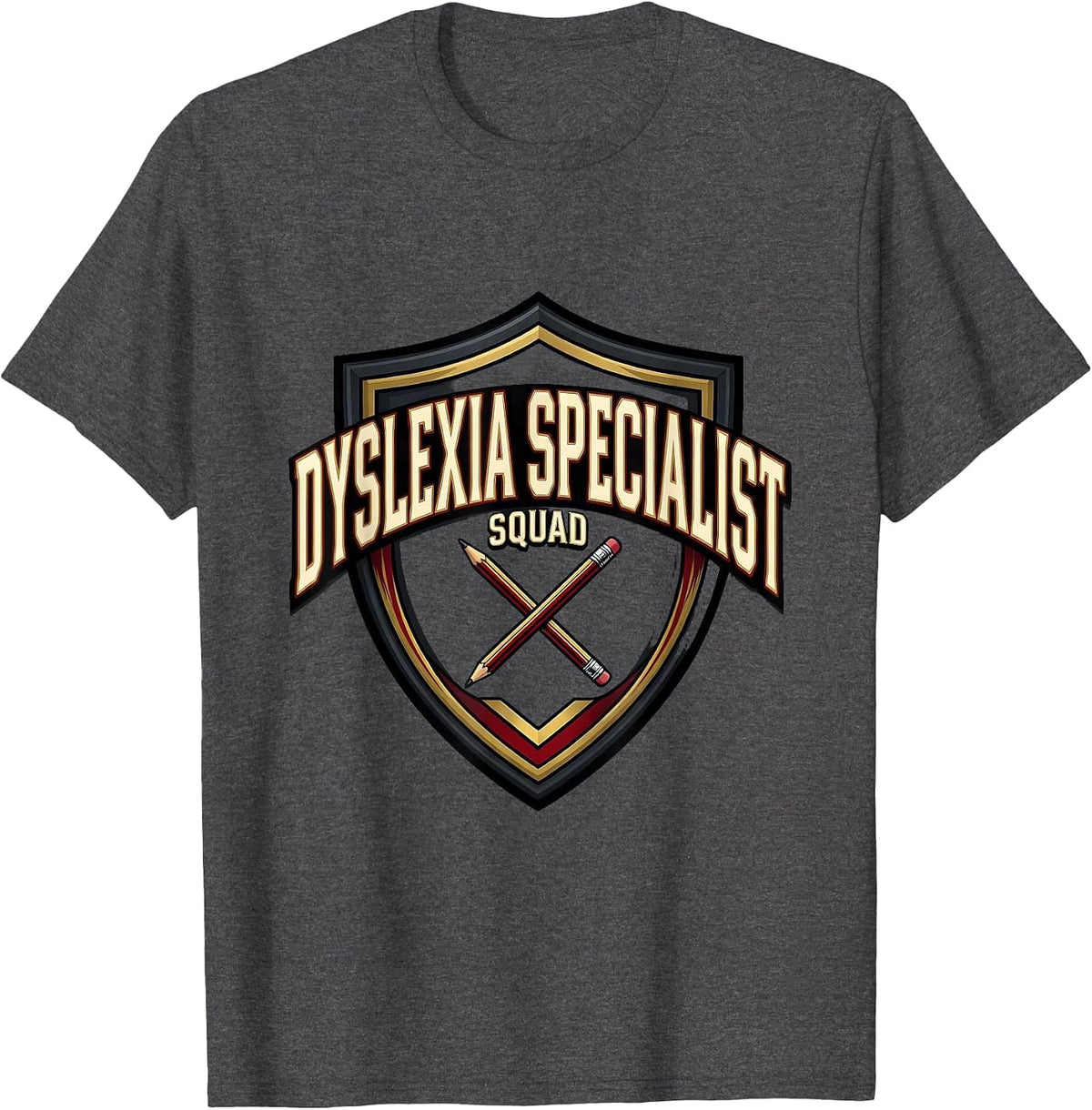 Men's Dyslexia Specialist Squad Sports Teacher Awareness Month T-Shirt - Dark Heather Grey