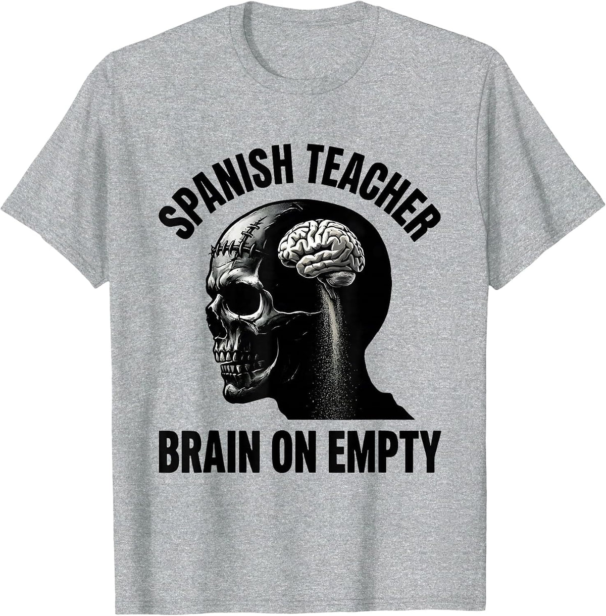 Men's Spanish Teacher Brain On Empty Funny Zombie Teacher T-Shirt - Heather Grey