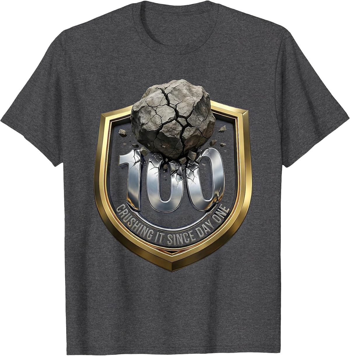 Men's Crushing It Since Day One 100 Days of School T-Shirt - Dark Heather Grey