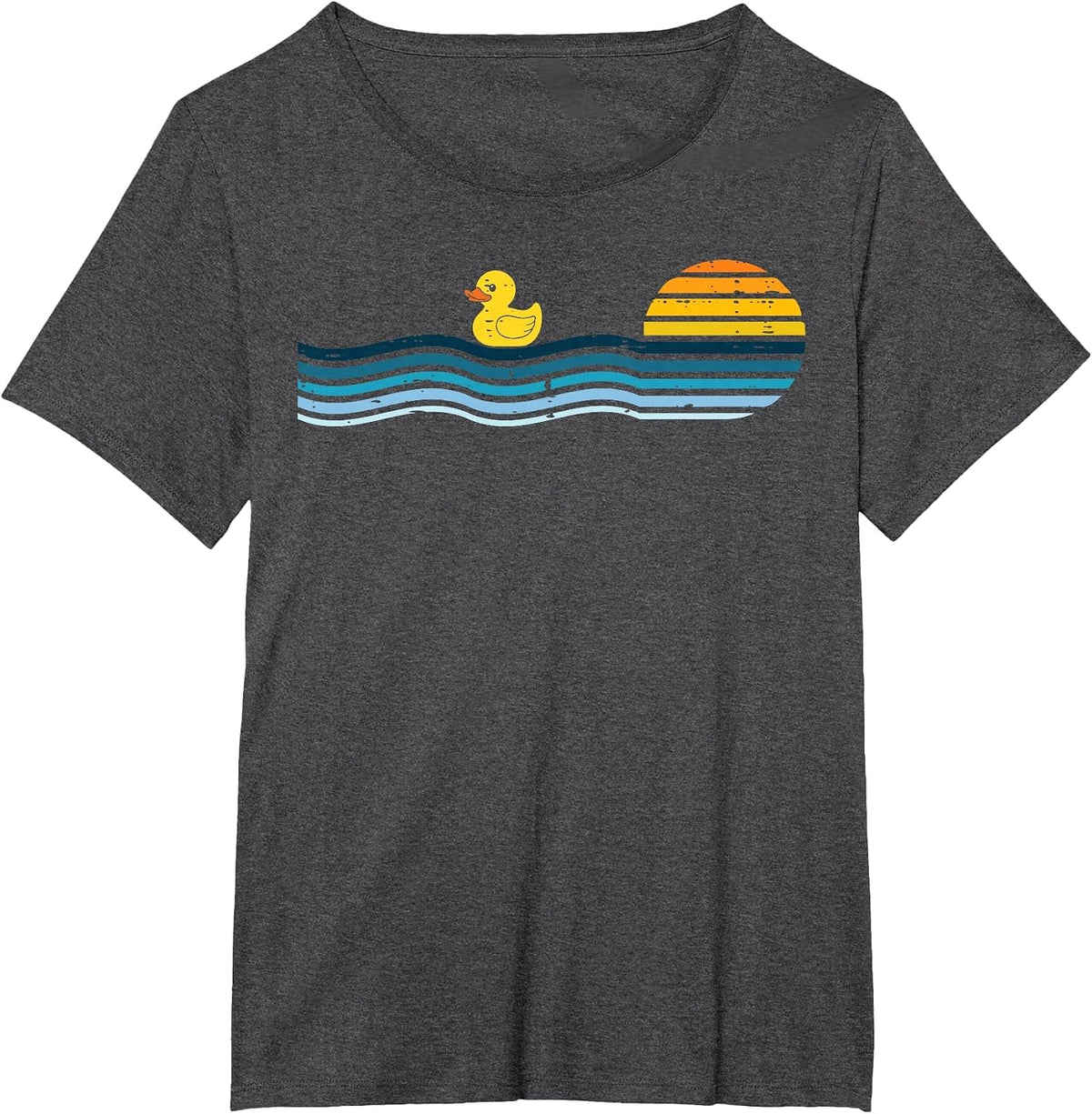 Duck Sunset Retro Waves Vintage Animal Lover Men Women Kids T-Shirt - Dark Heather Grey
