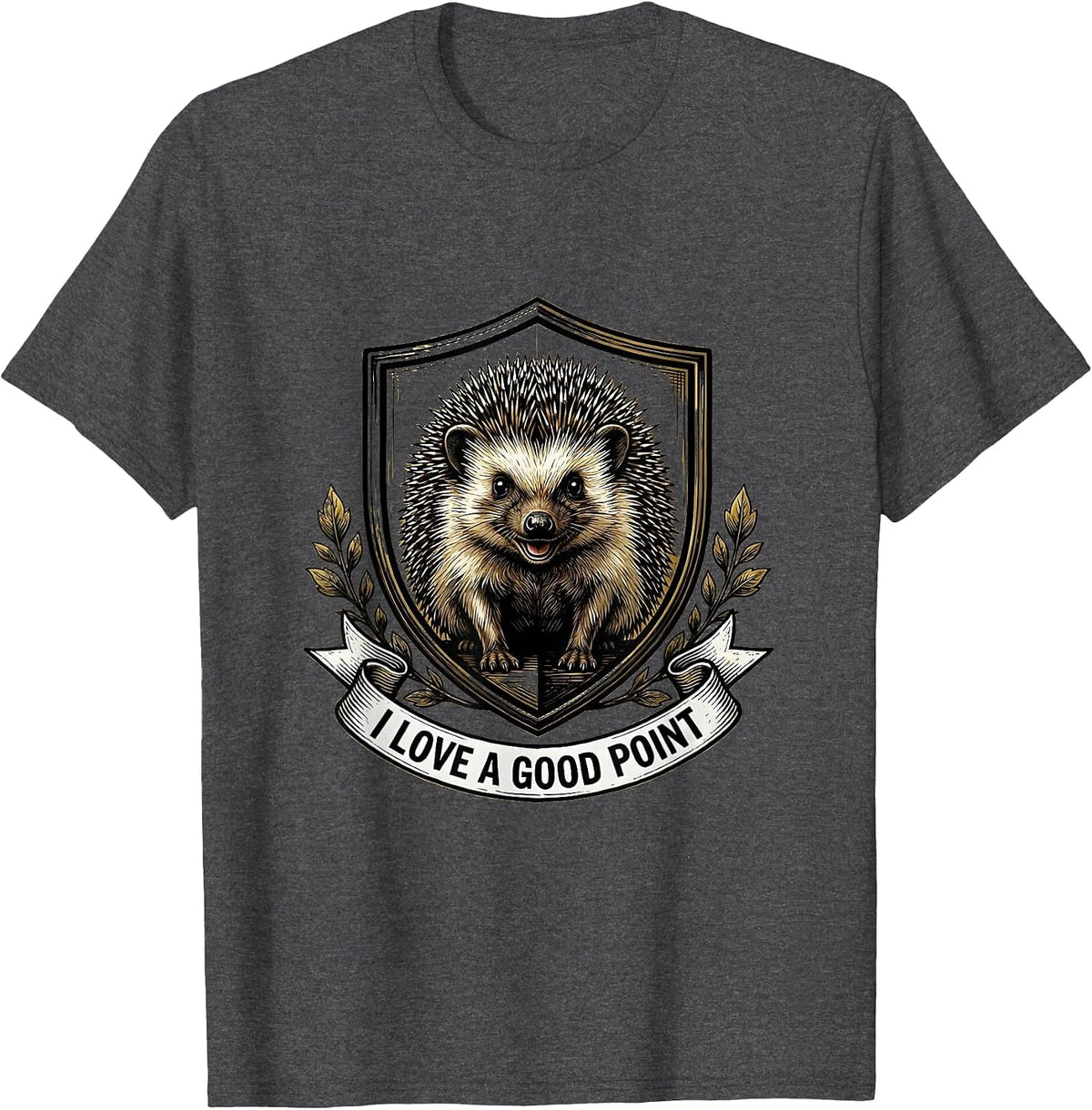 Men's I Love A Good Point Cute Hedgehog Emblem Hedgehog Lover Gift T-Shirt - Dark Heather Grey
