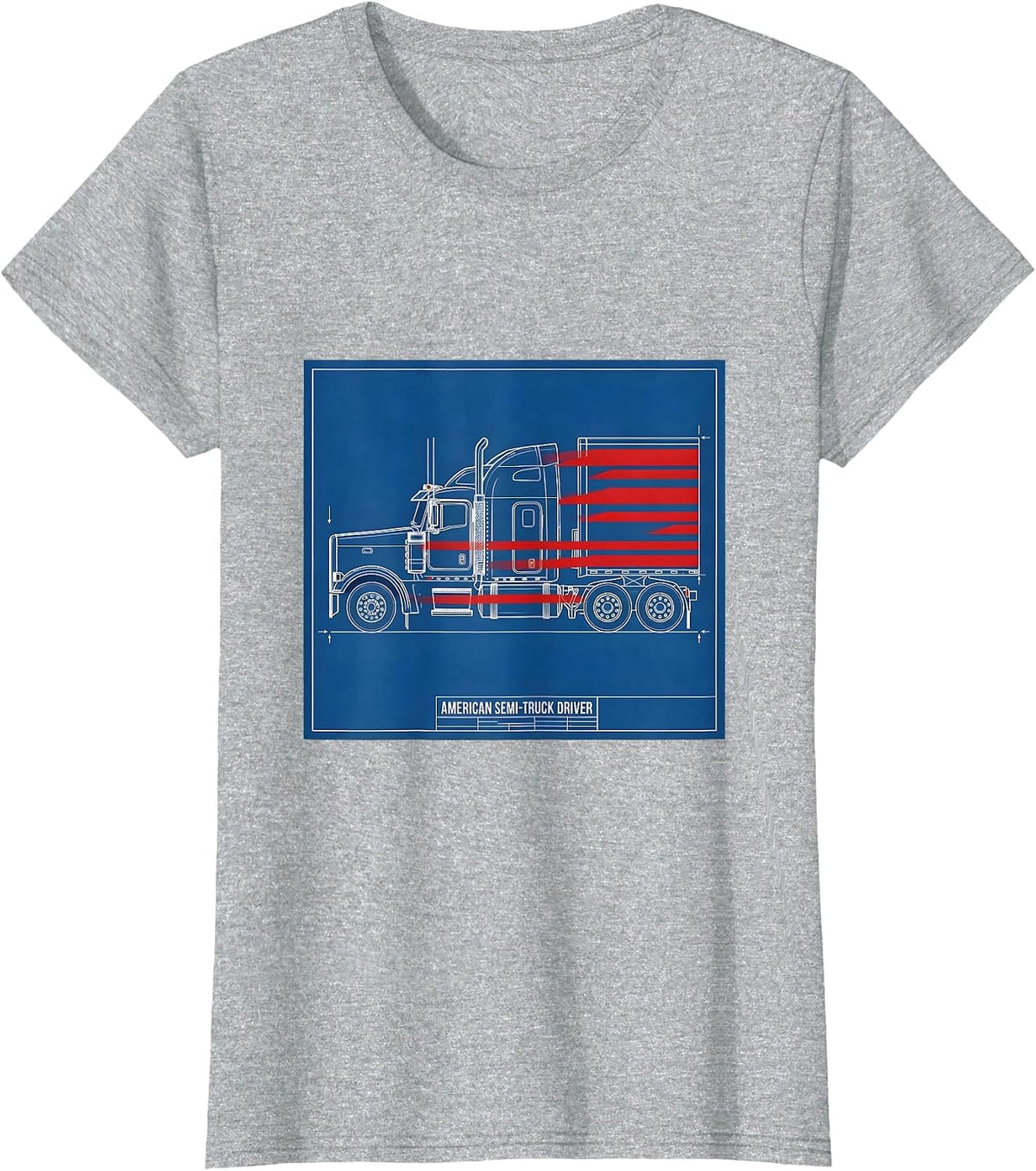 Women's American Semi-Truck Driver Patriotic Trucker Gift T-Shirt - Heather Grey