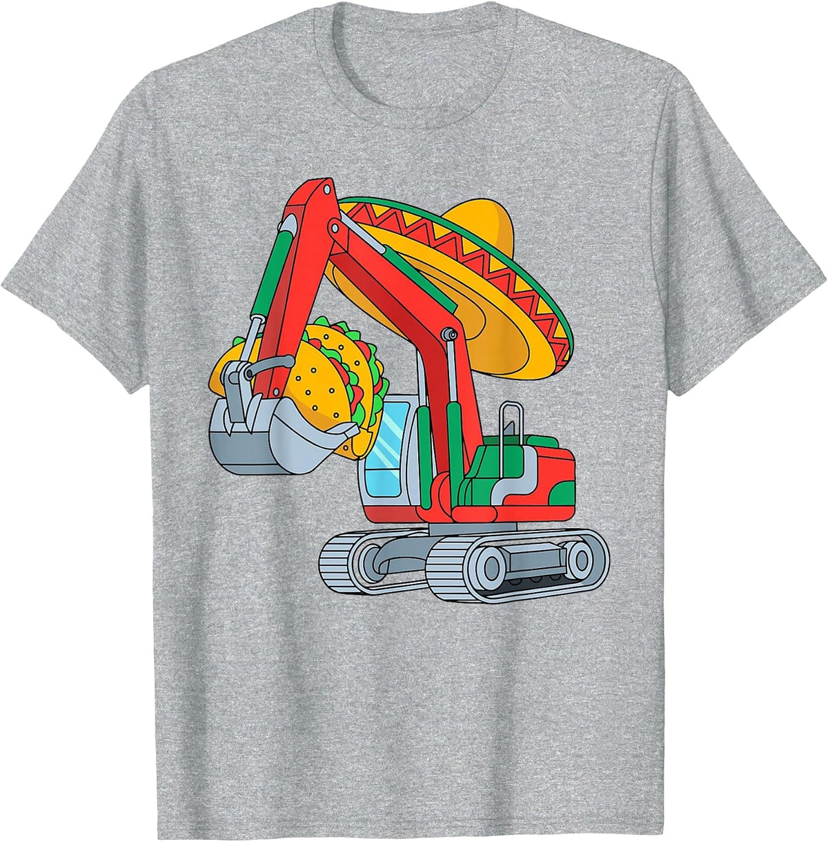 Cinco De Mayo Excavator Construction Kid Taco Mexican Fiesta T-Shirt - Heather Grey