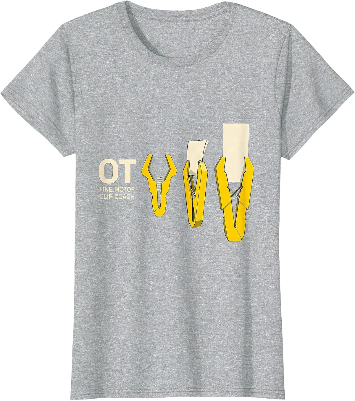 Women's OT Fine-Motor Clip-Coach Occupational Therapy Work Pride T-Shirt - Heather Grey