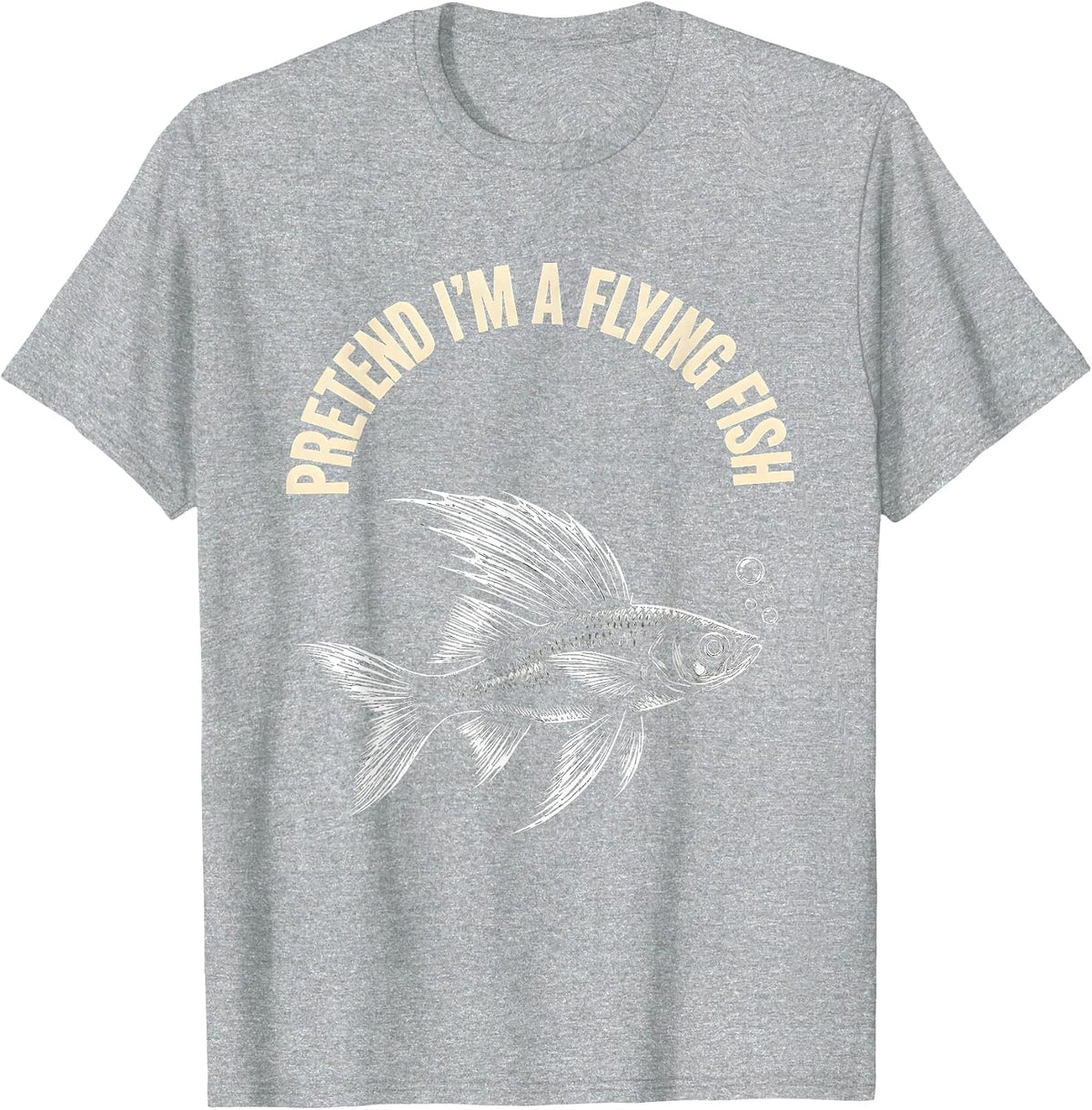 Men's Pretend I'm A Flying Fish Scratchboard Halloween Fish T-Shirt - Heather Grey