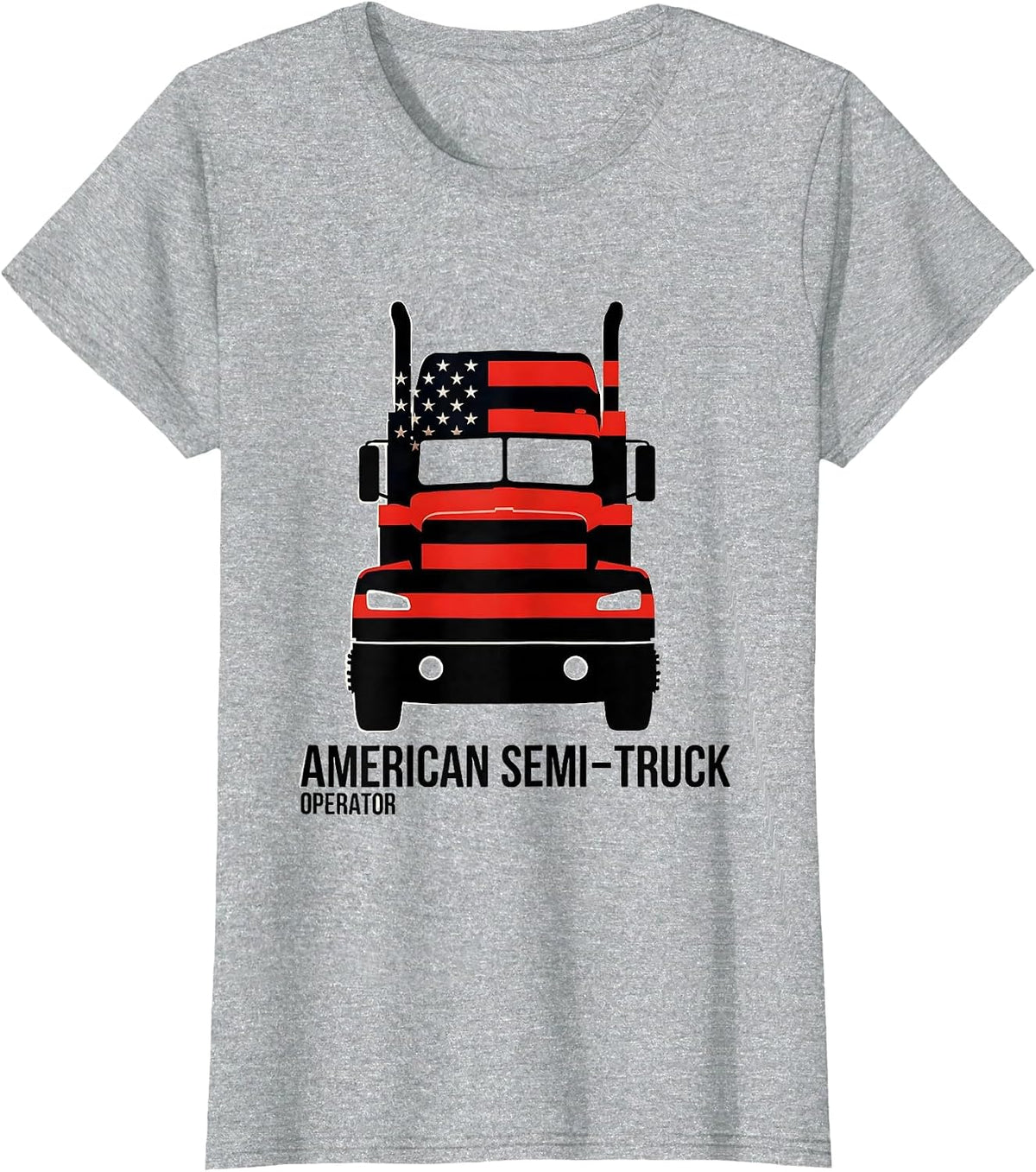 American Semi-Truck Operator Patriotic Trucker Gift T-Shirt - Heather Grey