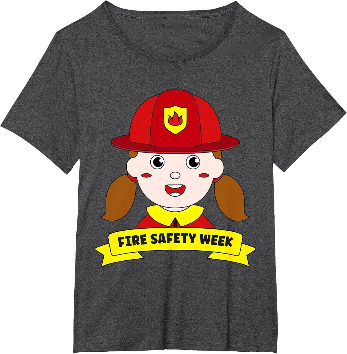 Fire Safety Week Firefighter Prevention Fireman Girl Hero T-Shirt - Dark Heather Grey