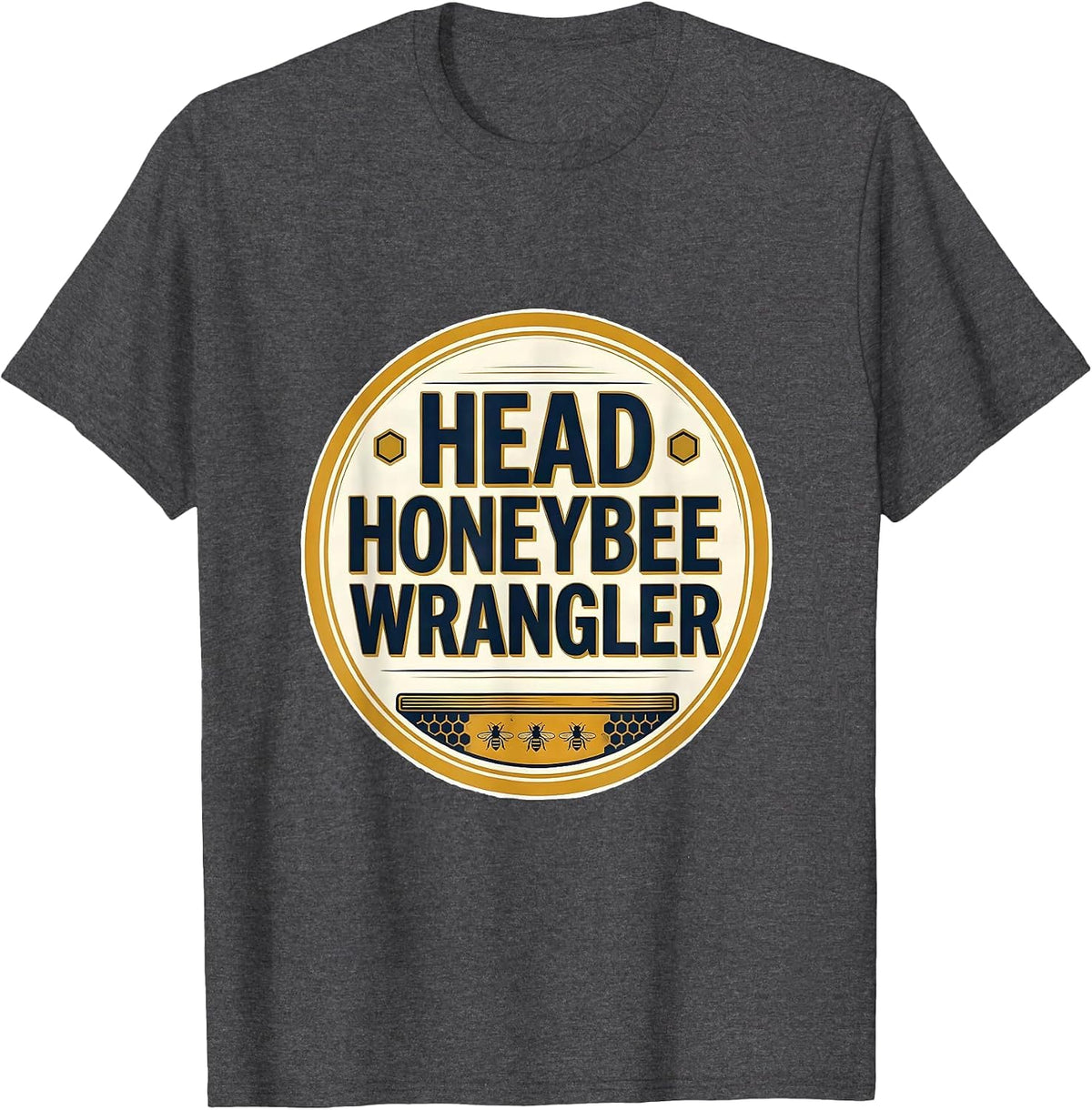 Men's Head Honeybee Wrangler Cute Teacher Bee Lover Back To School T-Shirt - Dark Heather Grey