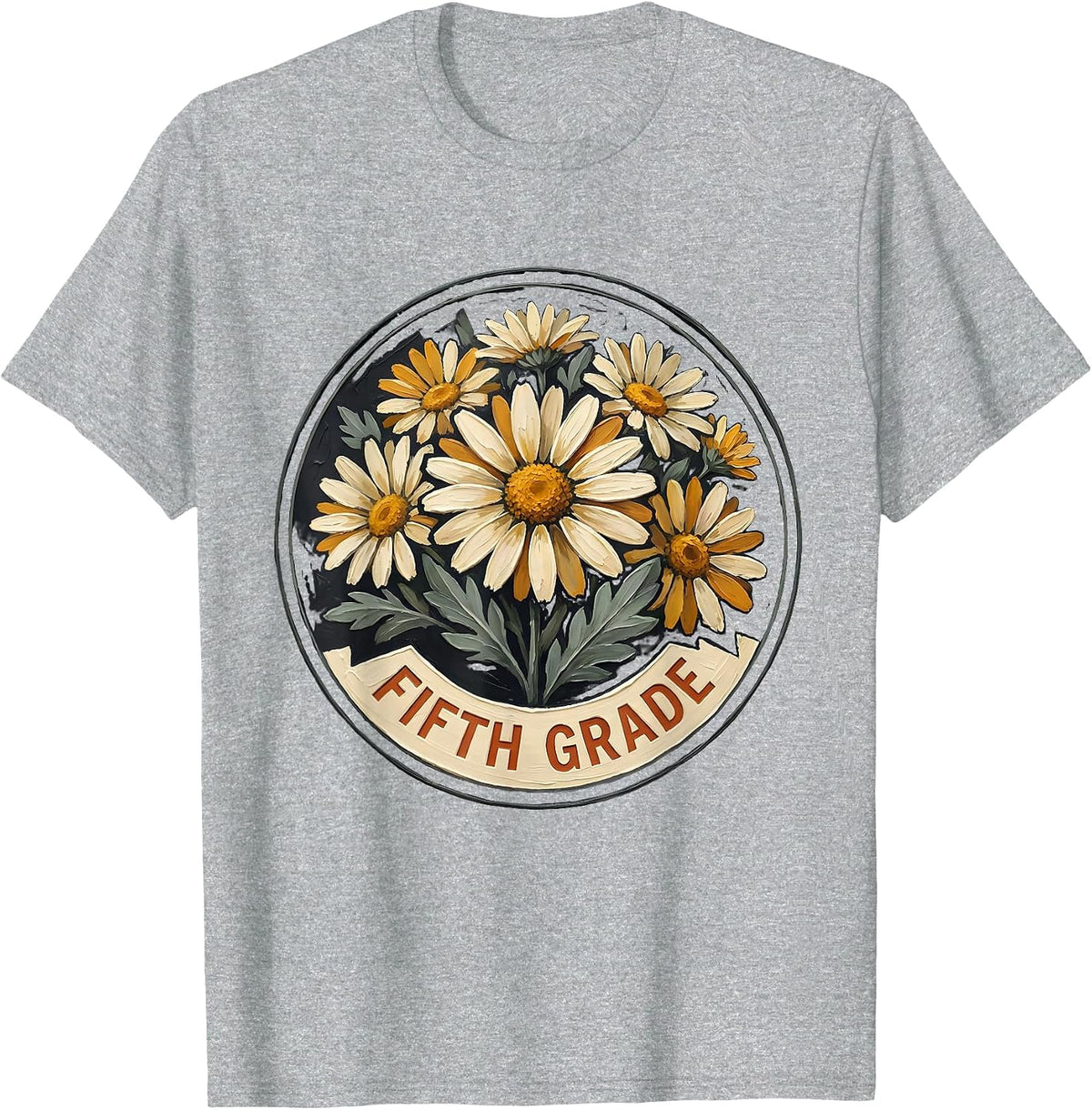 Men's Fifth Grade Wildflower Back To School Teacher Pride T-Shirt - Heather Grey