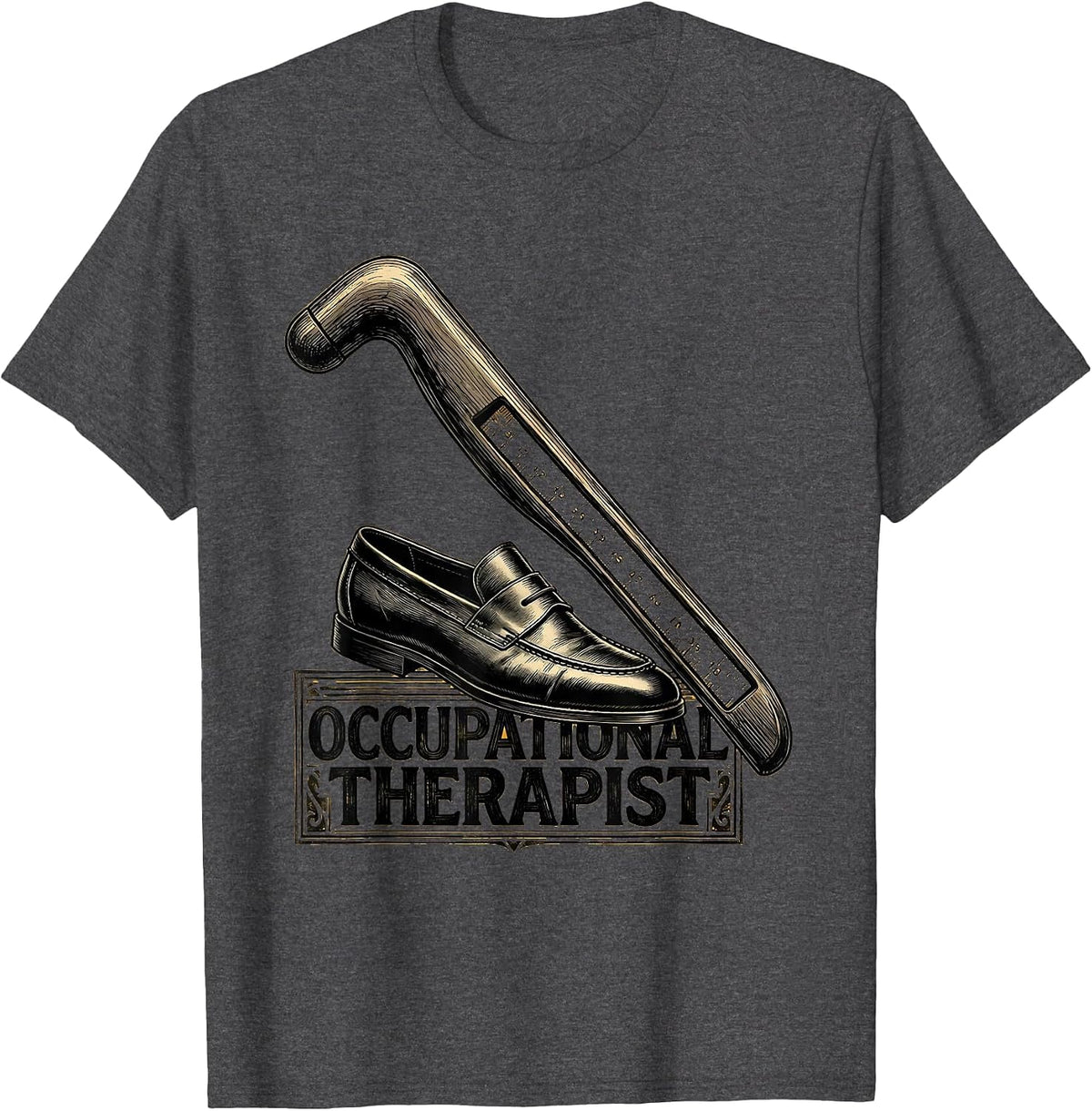 Occupational Therapist Retro Wood Type Letterpress OT Month T-Shirt - Dark Heather Grey