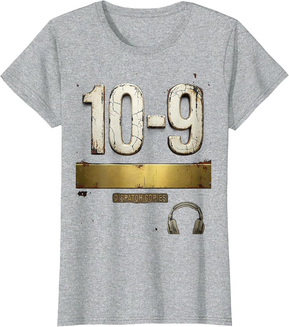 10-9 Dispatch Copies Distressed 911 Dispatcher Tribute T-Shirt - Heather Grey