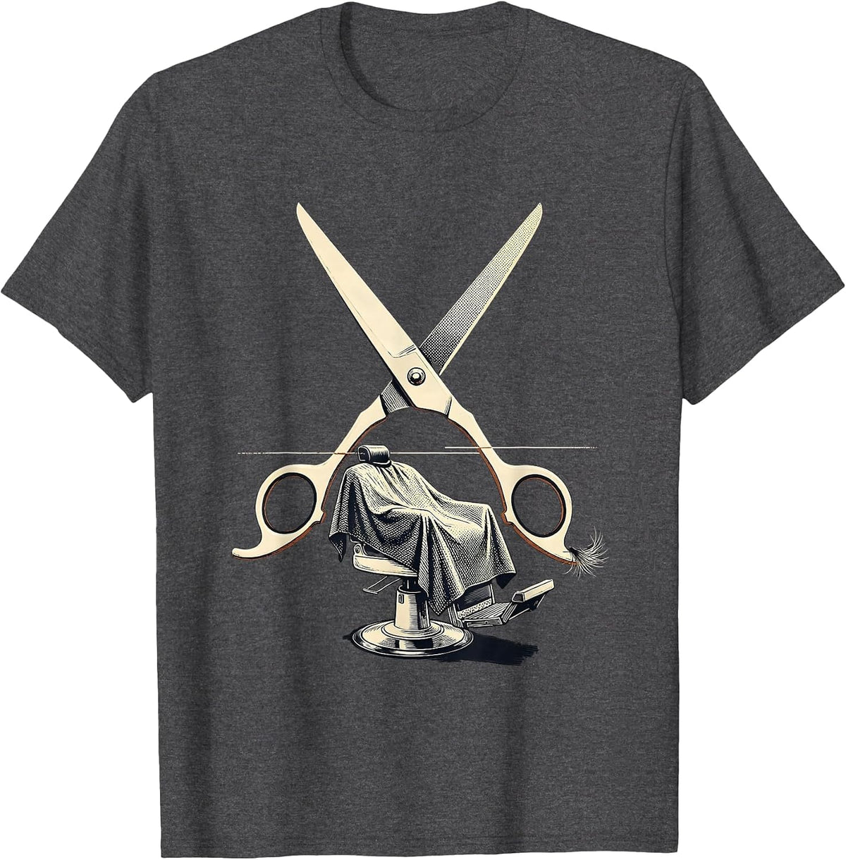 Men's Oversized Shears Barber Cape Hairdresser Gift T-Shirt - Dark Heather Grey