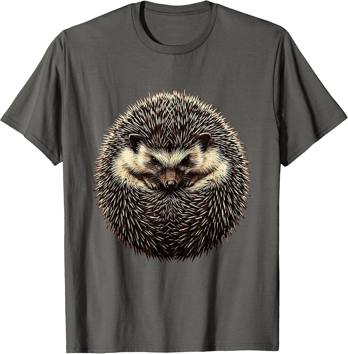 Hedgehog Defensive Ball Cute Animal Illustration T-Shirt - Asphalt Grey