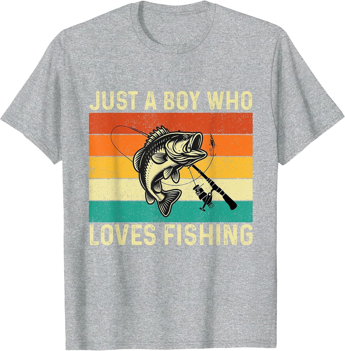 Just A Boy Who Loves Fishing - Fishing Fisherman Angler T-Shirt - Heather Grey