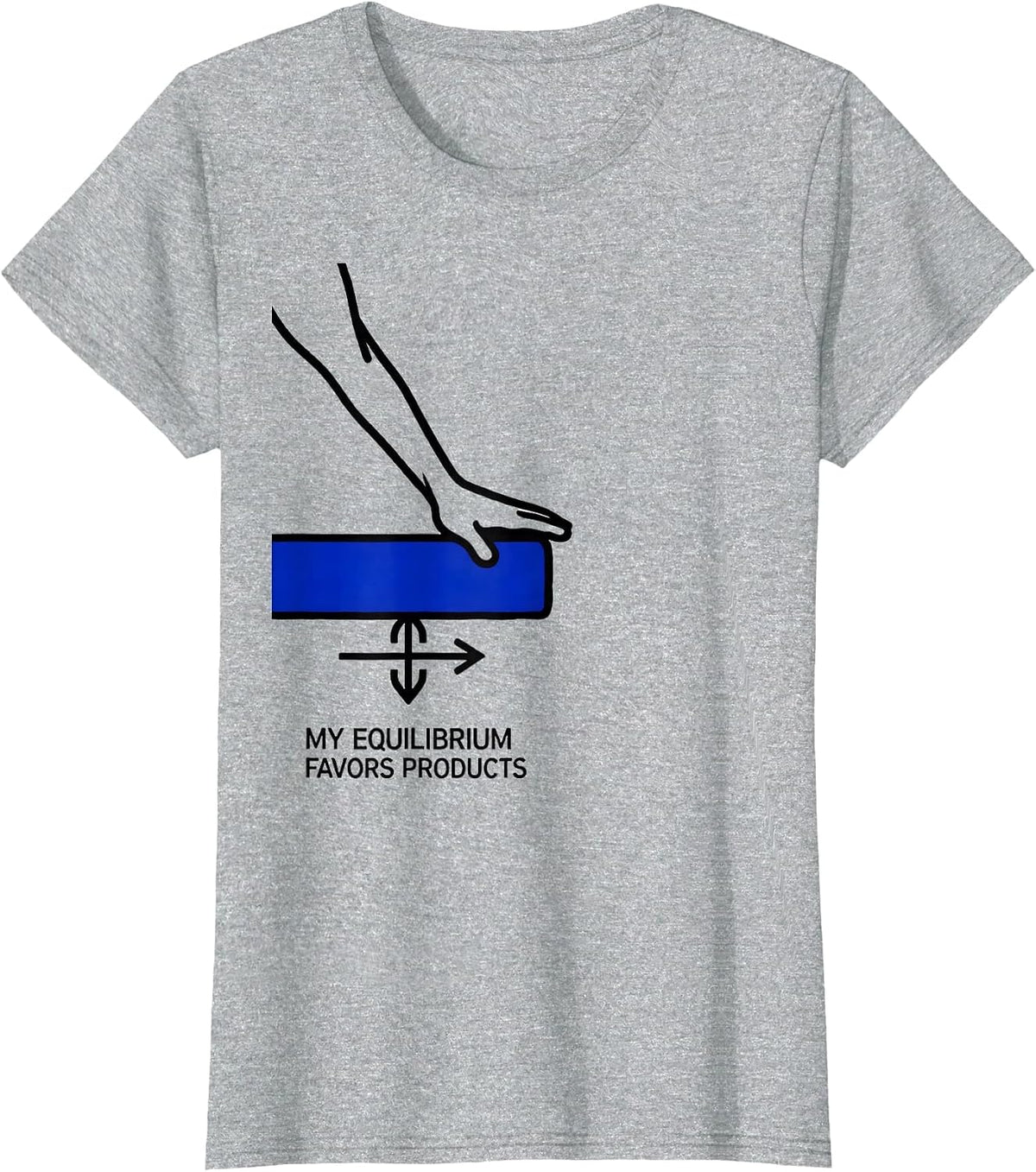 Women's My Equilibrium Favors Products Funny Science Chemistry Nerd T-Shirt - Heather Grey
