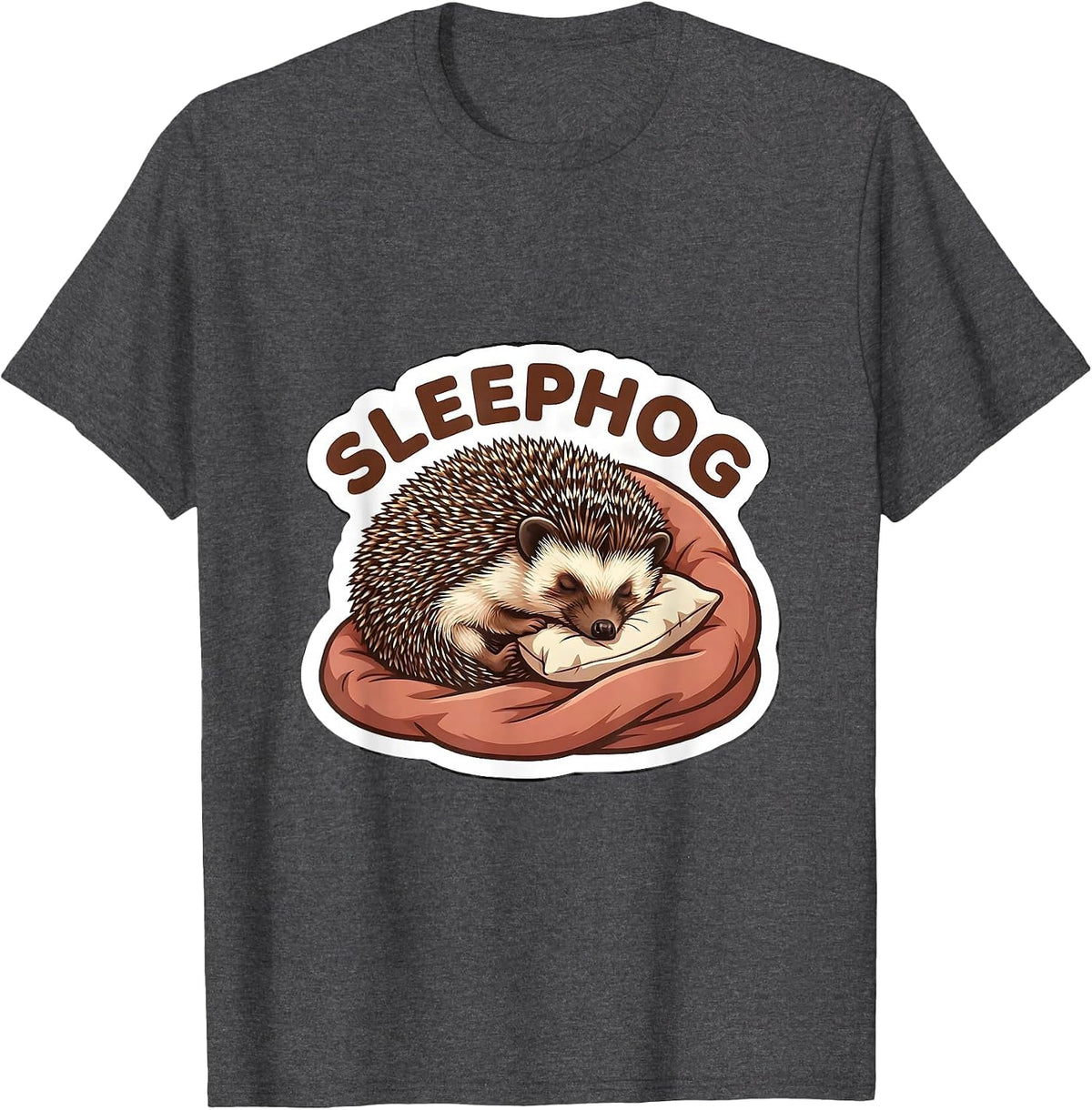 Sleephog Cute Sleeping Hedgehog Animal Lover Humor T-Shirt - Dark Heather Grey