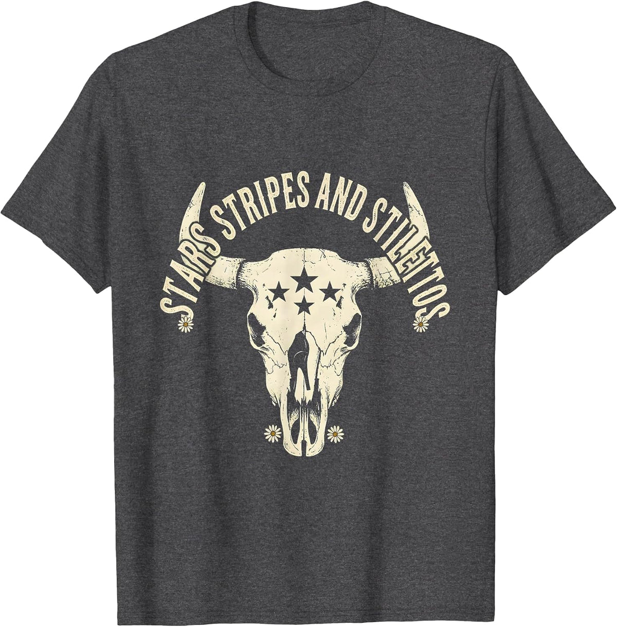 Men's Stars Stripes and Stilettos Patriotic Design T-Shirt - Dark Heather Grey