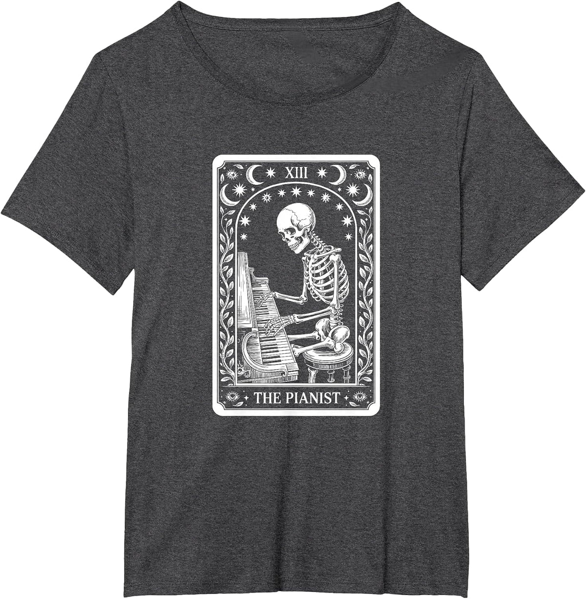 The Pianist Tarot Card, Piano Player T-Shirt - Dark Heather Grey