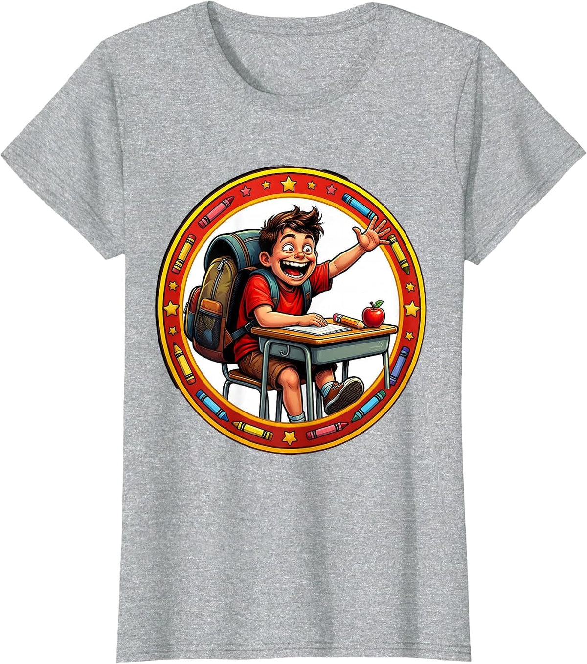 First Day of Kindergarten Eager Student Desk T-Shirt - Heather Grey