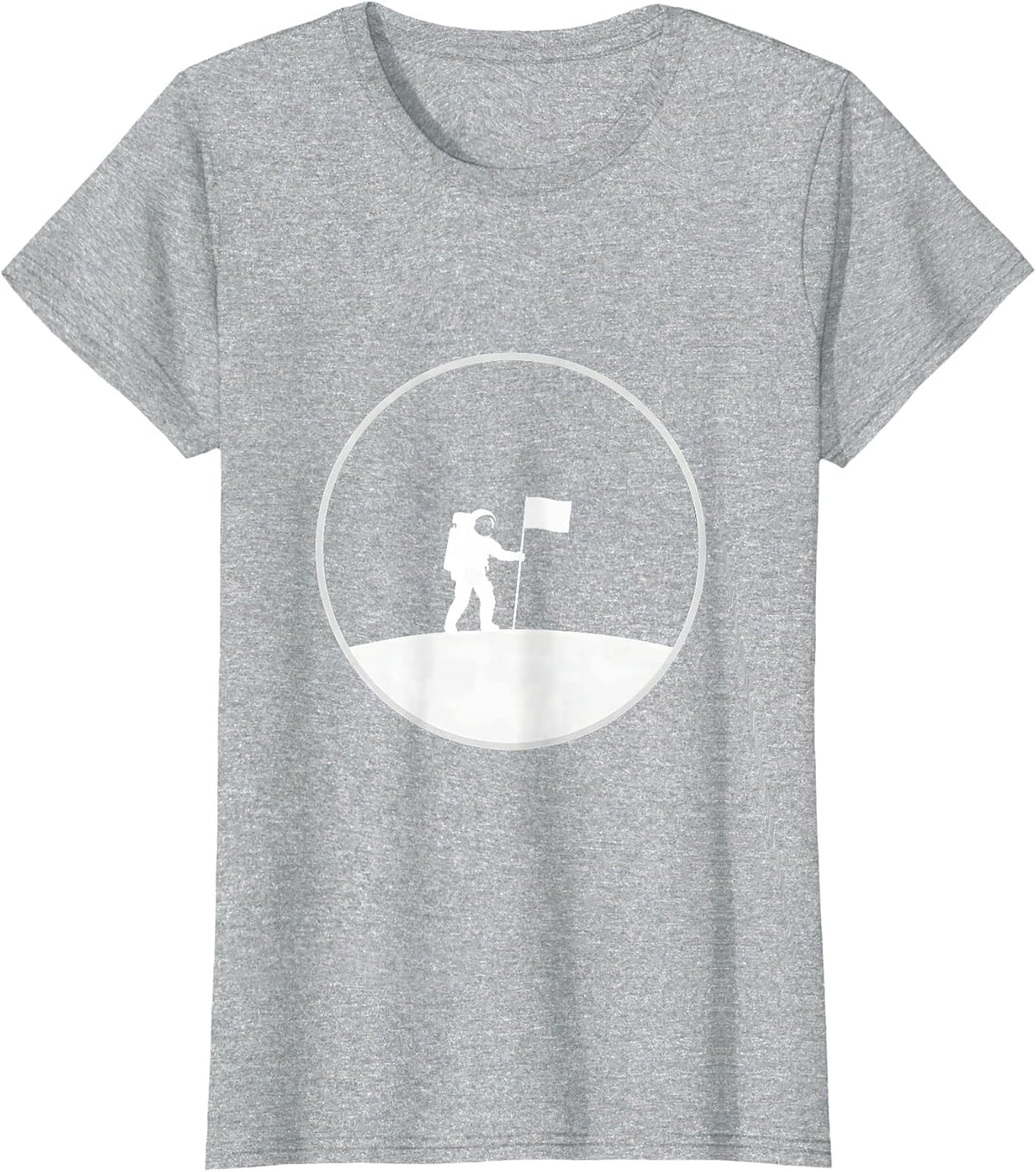 Astronaut Planting Flag on Moon Surface T-Shirt - Heather Grey