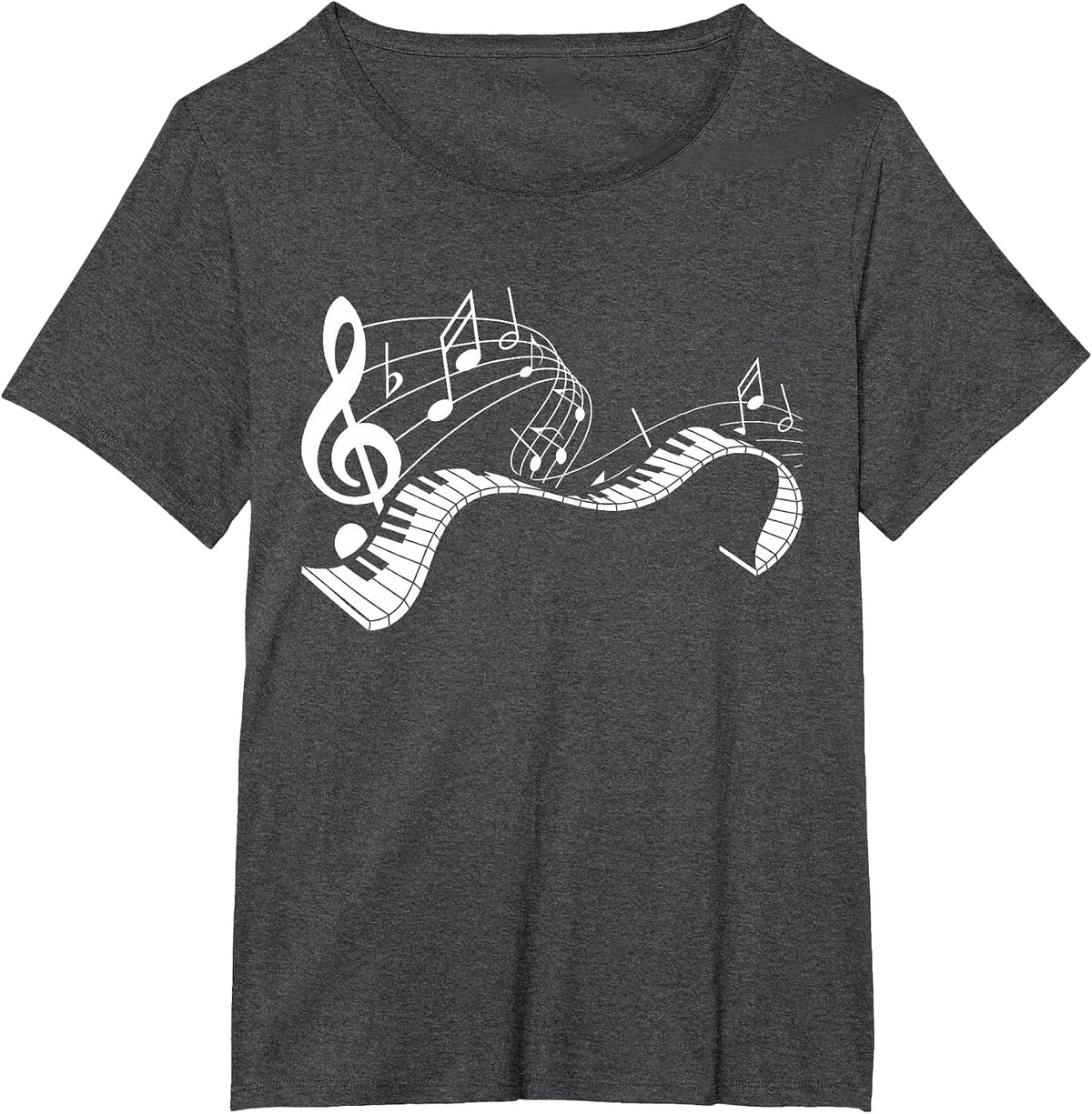 Music Notes Keyboard Pianist Classical Musician Piano T-Shirt - Dark Heather Grey