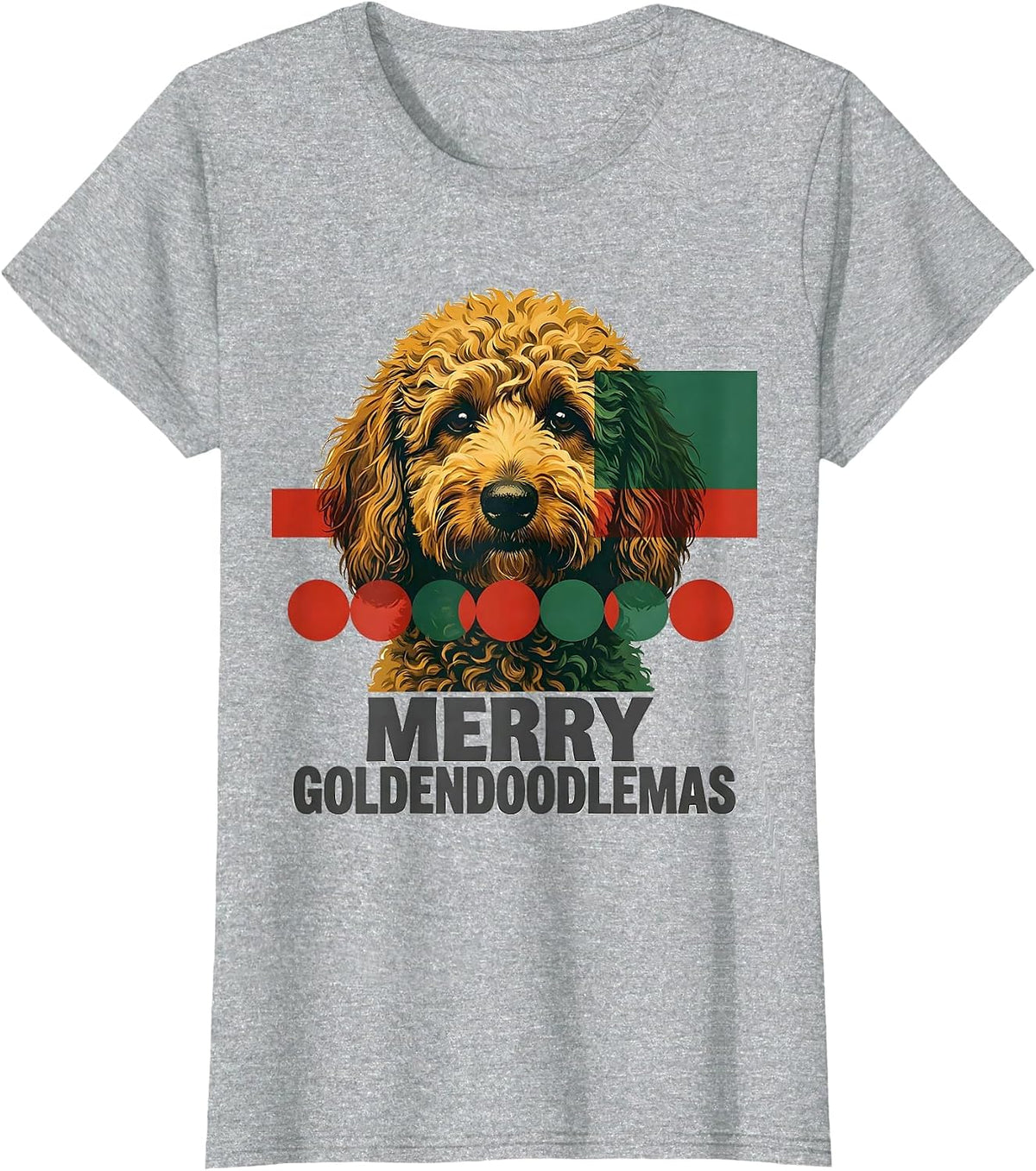 Merry Goldendoodlemas Funny Christmas Dog Breed Lover Gift T-Shirt - Heather Grey