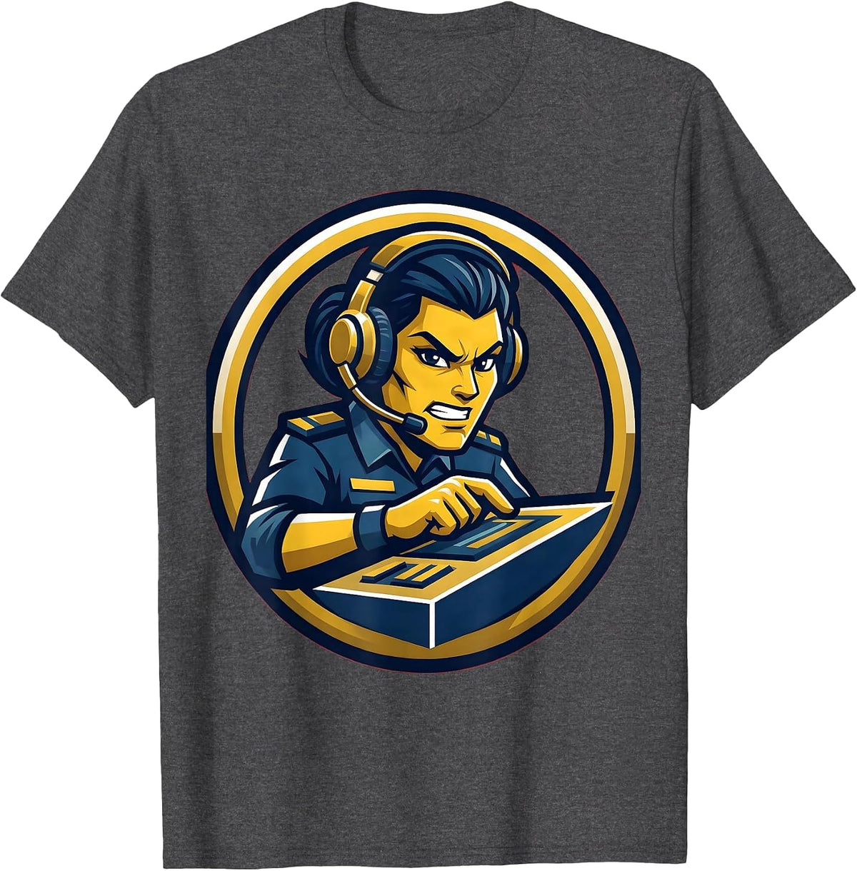 Men's 911 Dispatcher Headset Control Panel Graphic T-Shirt - Dark Heather Grey